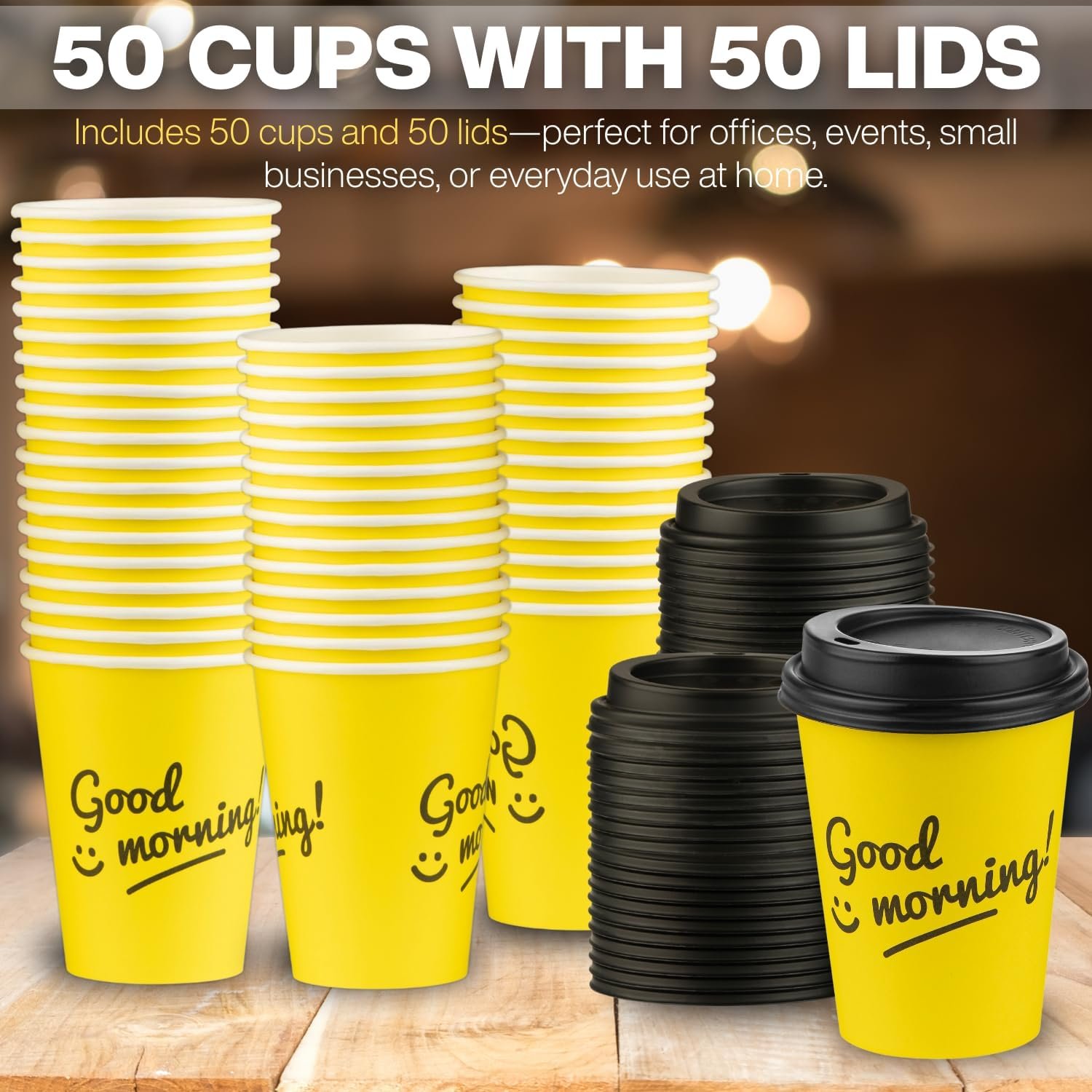 Egyedi Logó eldobható kávéspoharak tetővel elvitelre papír poharak Saját Márkás Jó Reggelt Design 12 OZ 50 db kávé tea espresso kakaó Beszállító Egyedi Logó eldobható kávéspoharak tetővel elvitelre papír poharak Saját Márkás Jó Reggelt Design 12 OZ 50 db kávé tea espresso kakaó Beszállító