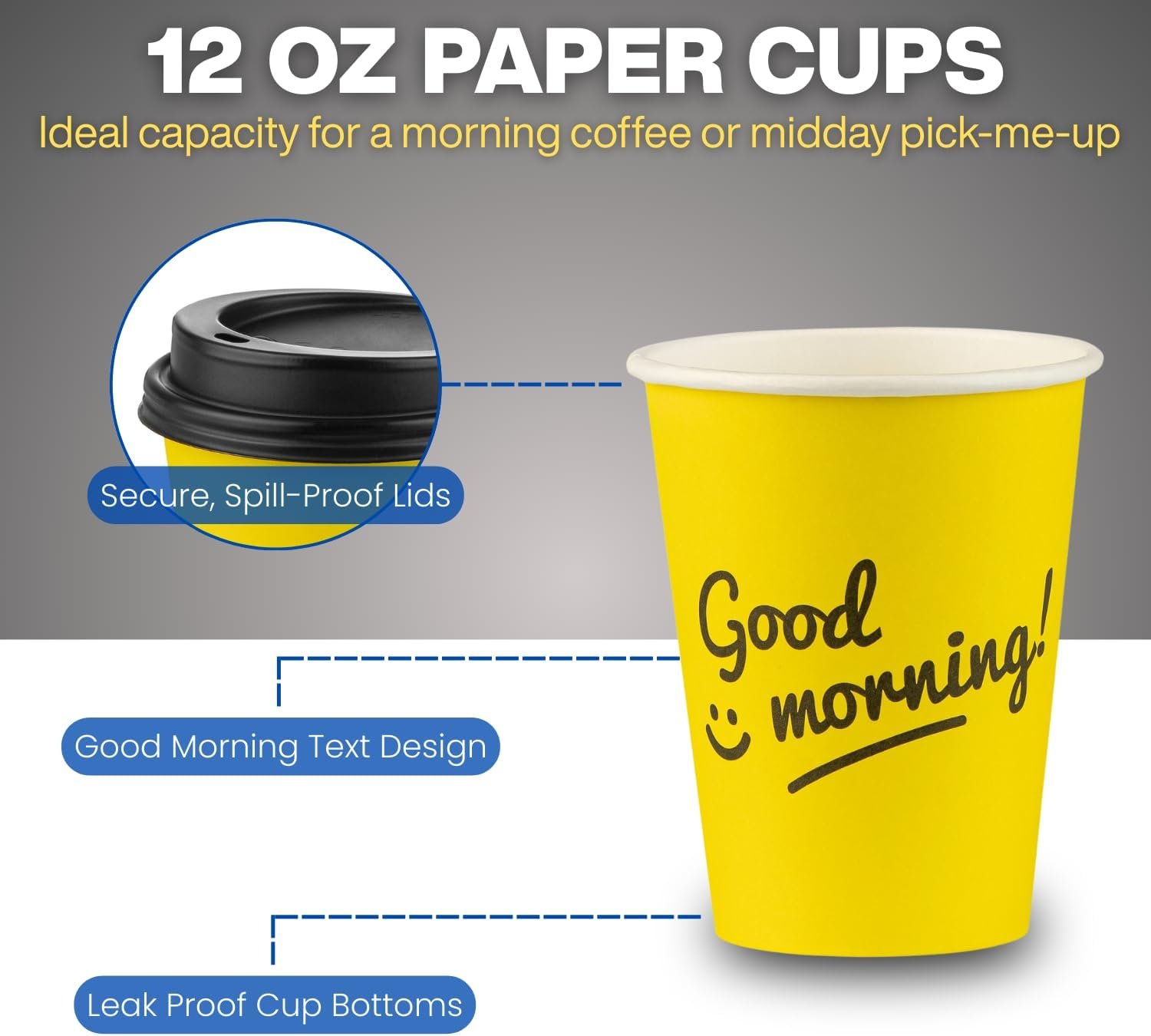 Egyedi Logó eldobható kávéspoharak tetővel elvitelre papír poharak Saját Márkás Jó Reggelt Design 12 OZ 50 db kávé tea espresso kakaó Beszállító Egyedi Logó eldobható kávéspoharak tetővel elvitelre papír poharak Saját Márkás Jó Reggelt Design 12 OZ 50 db kávé tea espresso kakaó Beszállító