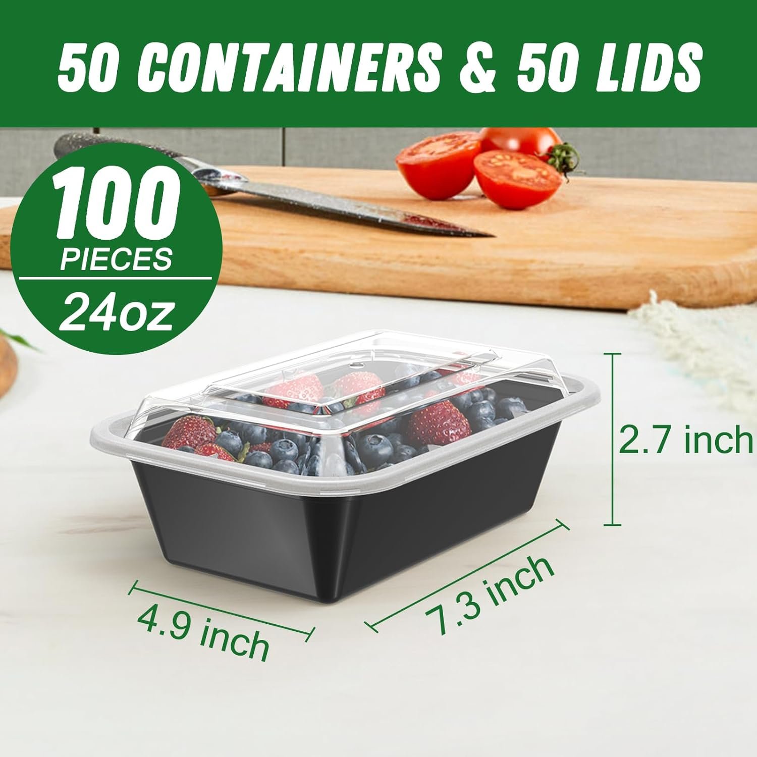 Saját Márkás 50 Csomagos (100 Db) 24 oz Újrafelhasználható Szivárgásmentes Tetős Étel Előkészítő Tárolók Egyedi Logóval Strapabíró Élelmiszerbiztos Mikrohullámú Fagyasztó Mosogatógép Biztonságos Műanyag Elviteles Tárolók Gyártótól