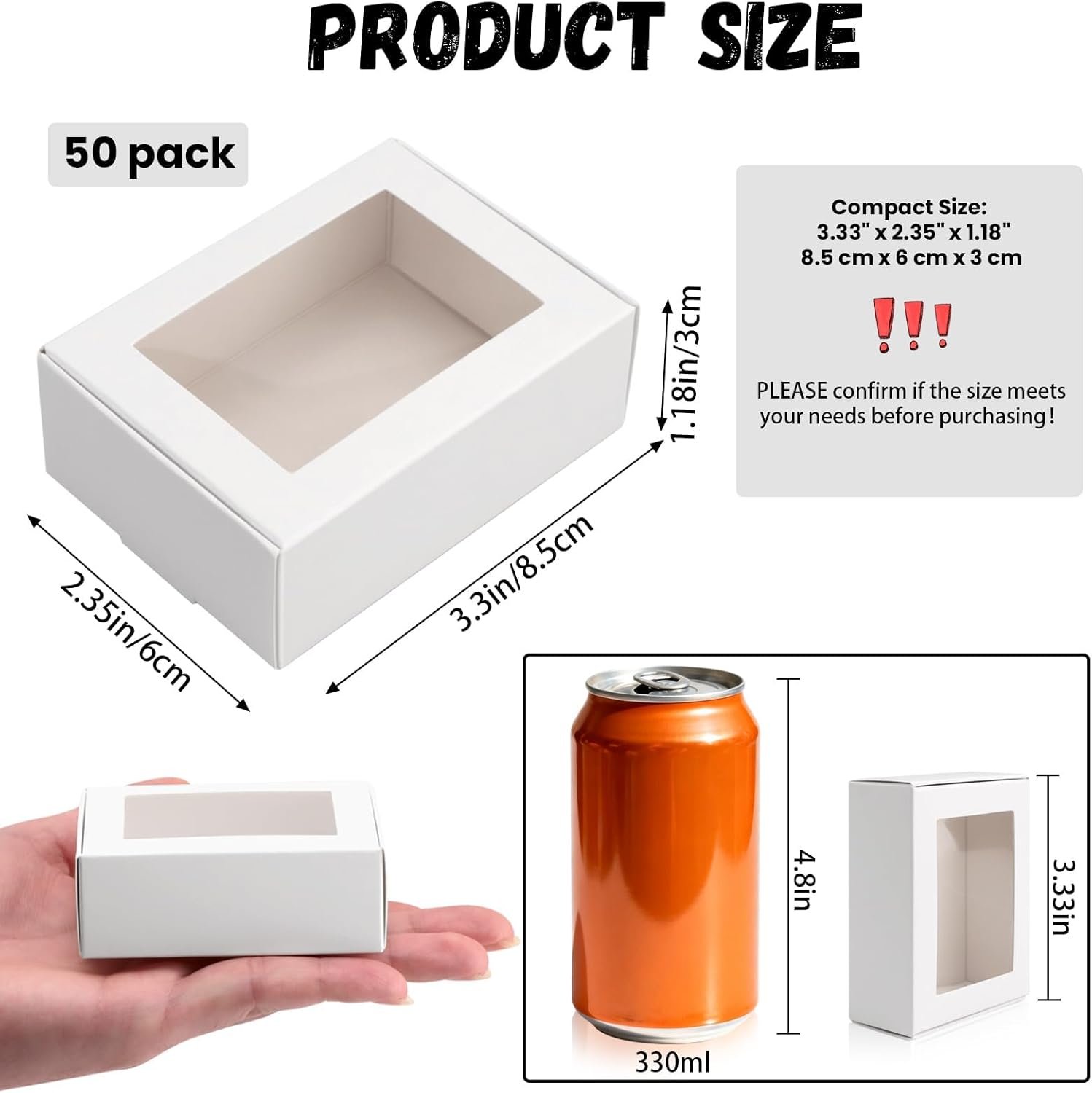 Saját márkás ablakos mini kraft dobozok egyedi logóval 50 db 8,5x6x3 cm kis szappan doboz házi szappan papír ajándékdoboz nagy tétel fehér cukorka keksz party favor anyák napi gyártótól