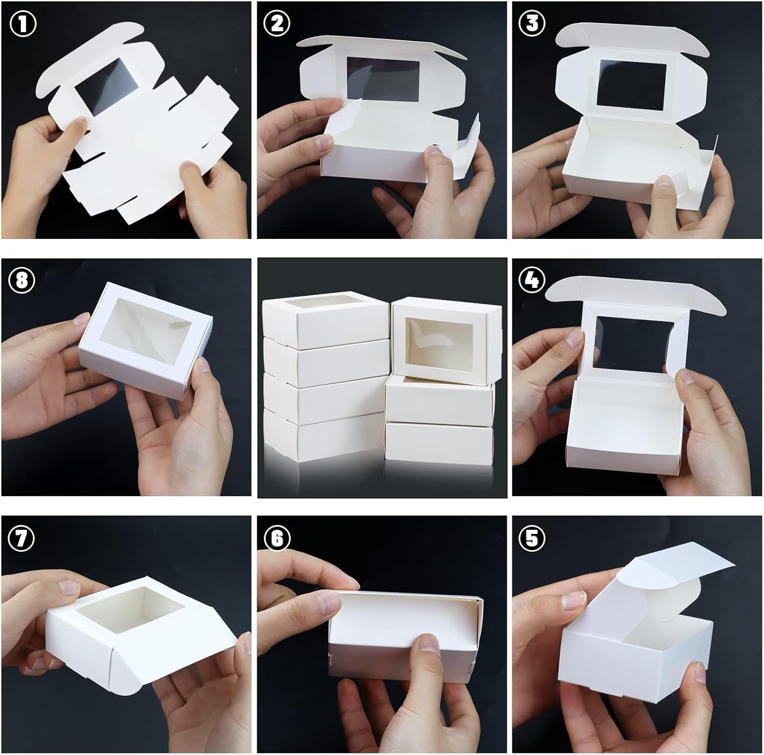 Saját márkás ablakos mini kraft dobozok egyedi logóval 50 db 8,5x6x3 cm kis szappan doboz házi szappan papír ajándékdoboz nagy tétel fehér cukorka keksz party favor anyák napi gyártótól