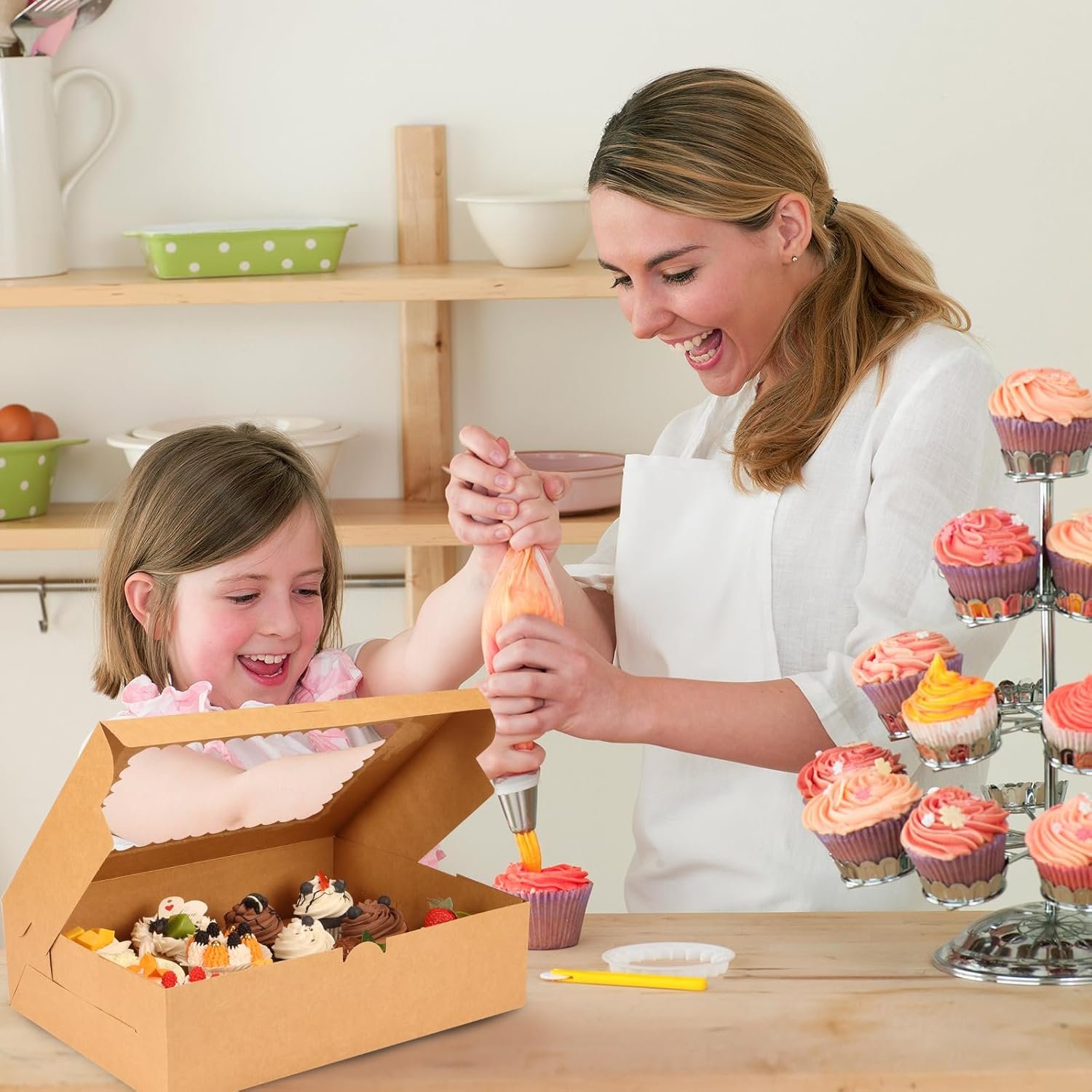 Saját Márkás 34 Szett 12 Cupcakes-es Barna Kraft Doboz Ablak Betét 13 x 10 x 3.5 Hüvelyk Pékáru Tartó Egyedi Logóval Megbízható Gyártótól Ünnepi Születésnapi Parti KELLÉkek
