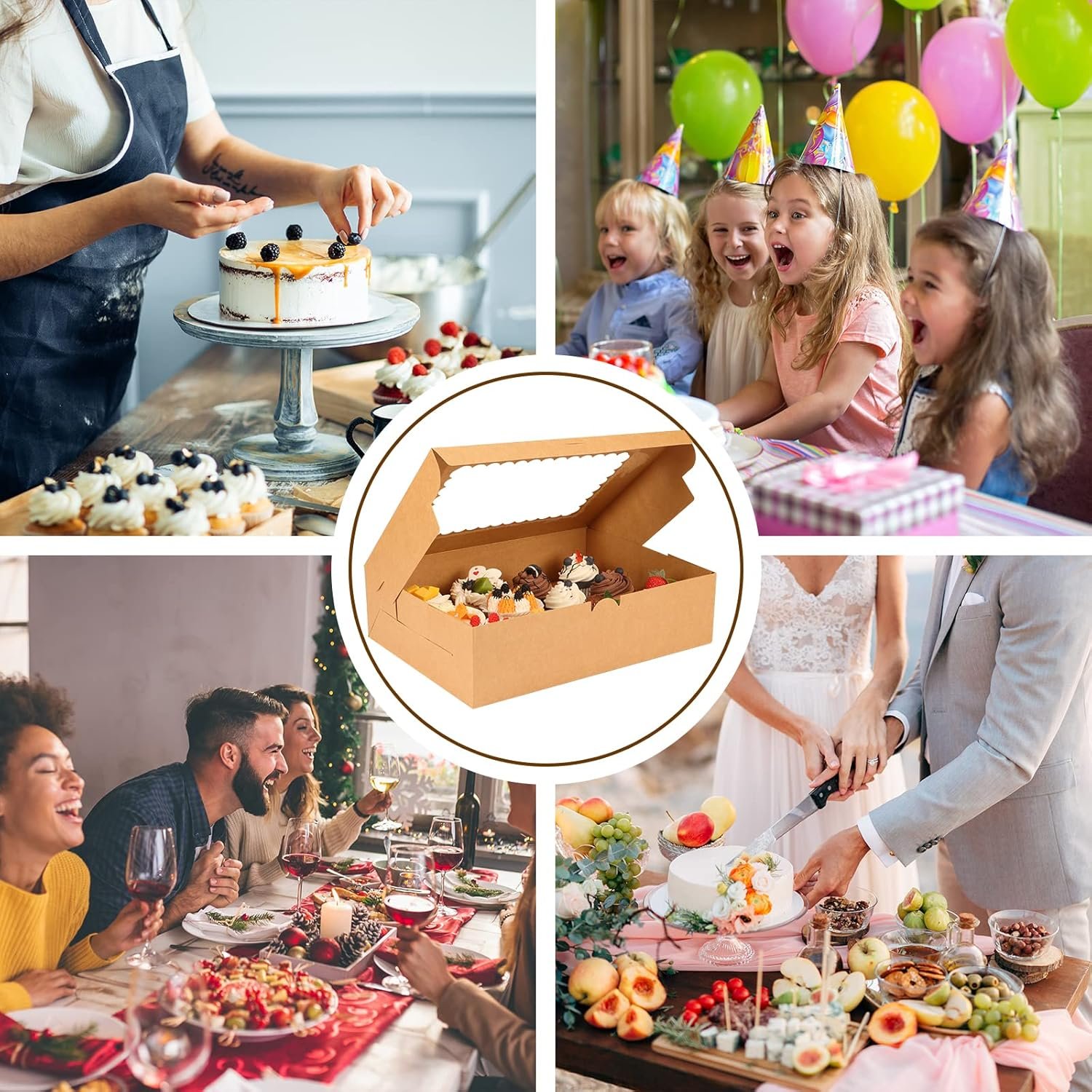 Saját Márkás 34 Szett 12 Cupcakes-es Barna Kraft Doboz Ablak Betét 13 x 10 x 3.5 Hüvelyk Pékáru Tartó Egyedi Logóval Megbízható Gyártótól Ünnepi Születésnapi Parti KELLÉkek