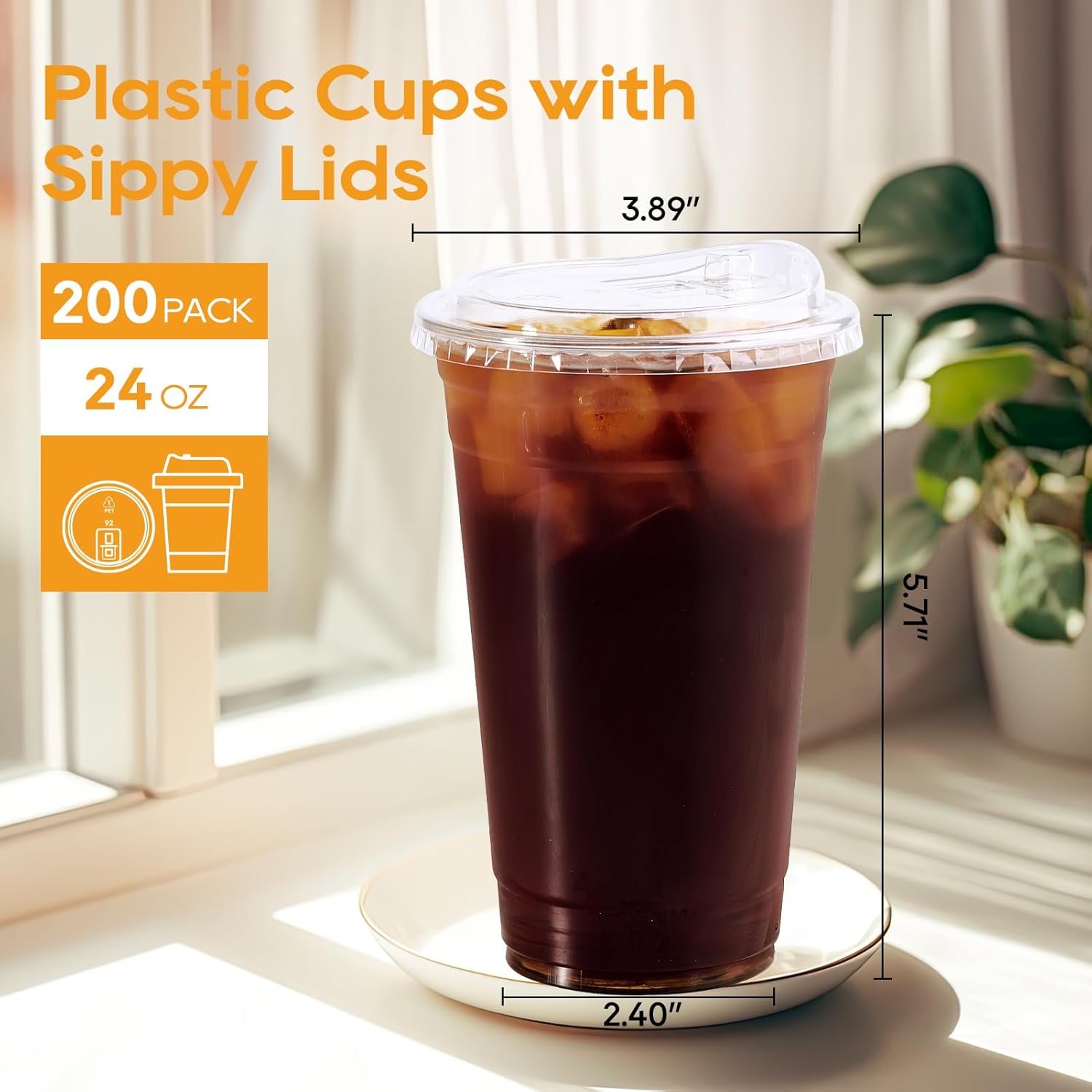 Saját márkás 24 OZ 200 szett átlátszó műanyag poharak egyedi logóval szívószál nélküli ivófedéllel kristálytiszta eldobható to-go poharak jeges kávéhoz smoothiekhoz szódához limonádéhoz hideg italokhoz gyártótól