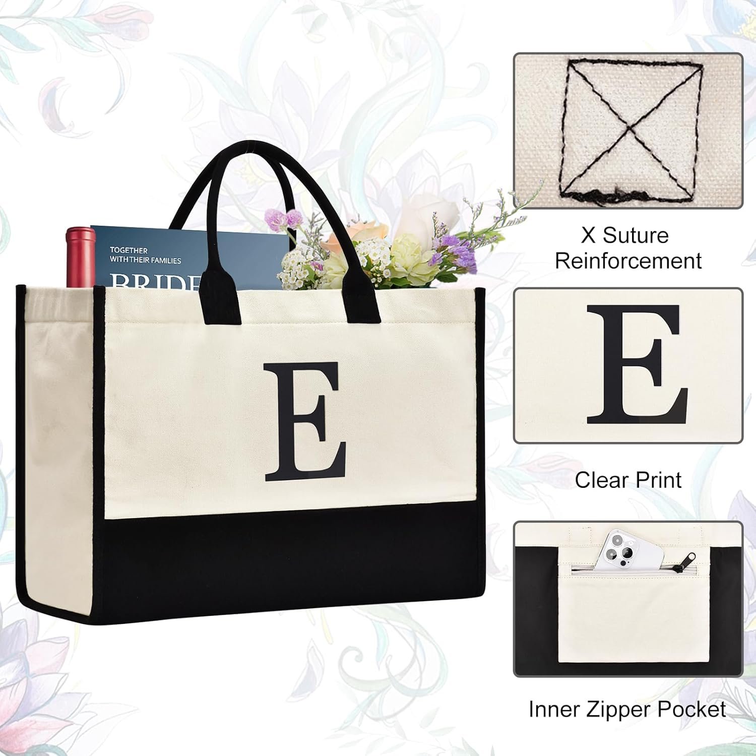 Saját márkás monogramos vászon tote táska születésnapi ajándék nőknek anyáknak tanárnőknak barátnőknek koszorúslányoknak egyedi logóval esküvőre tengerpartra ünnepekre gyártó Saját márkás monogramos vászon tote táska születésnapi ajándék nőknek anyáknak tanárnőknak barátnőknek koszorúslányoknak egyedi logóval esküvőre tengerpartra ünnepekre gyártó