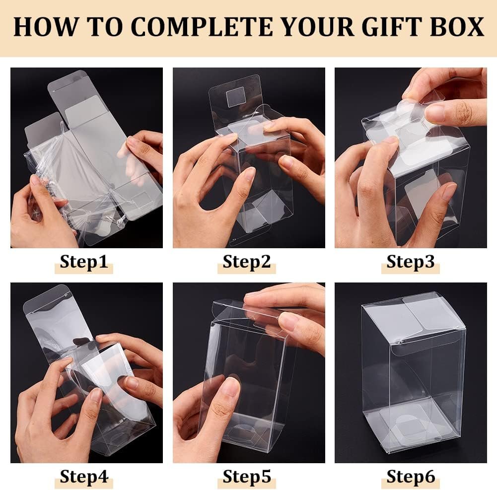 Saját Márkás 30 db 2.3x2.3x4 cm fóliával bevont átlátszó műanyag party favor doboz esküvői parti dekorációhoz egyedi logóval csokoládé cukorka keksz ajándékcsomagoláshoz megbízható gyártótól