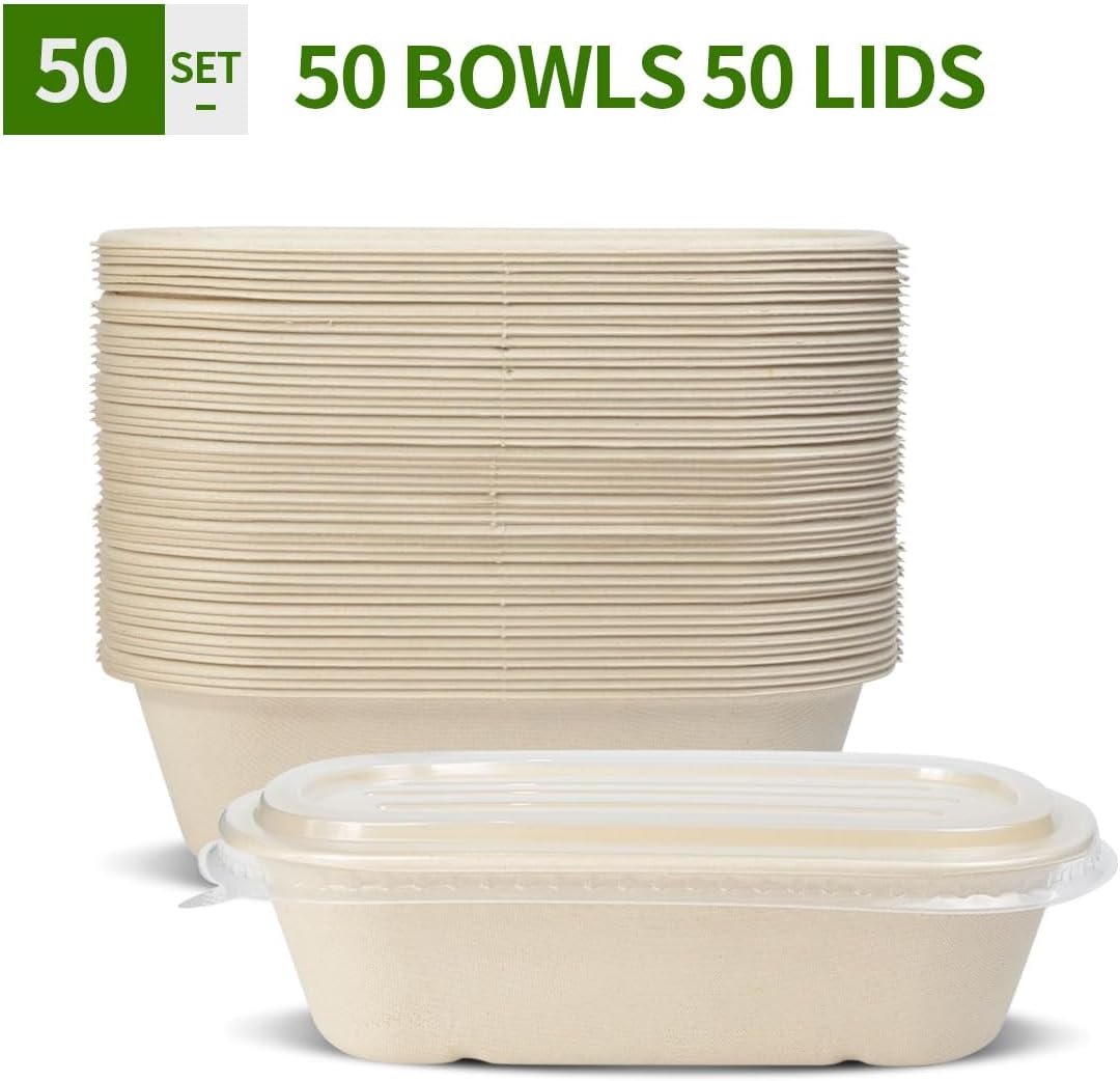 Saját Márkás 50 db 32 oz Papír Eldobható Ételtárolók Egyedi Logóval Fedelekkel Gyártótól (50 Tál 50 Fedél)