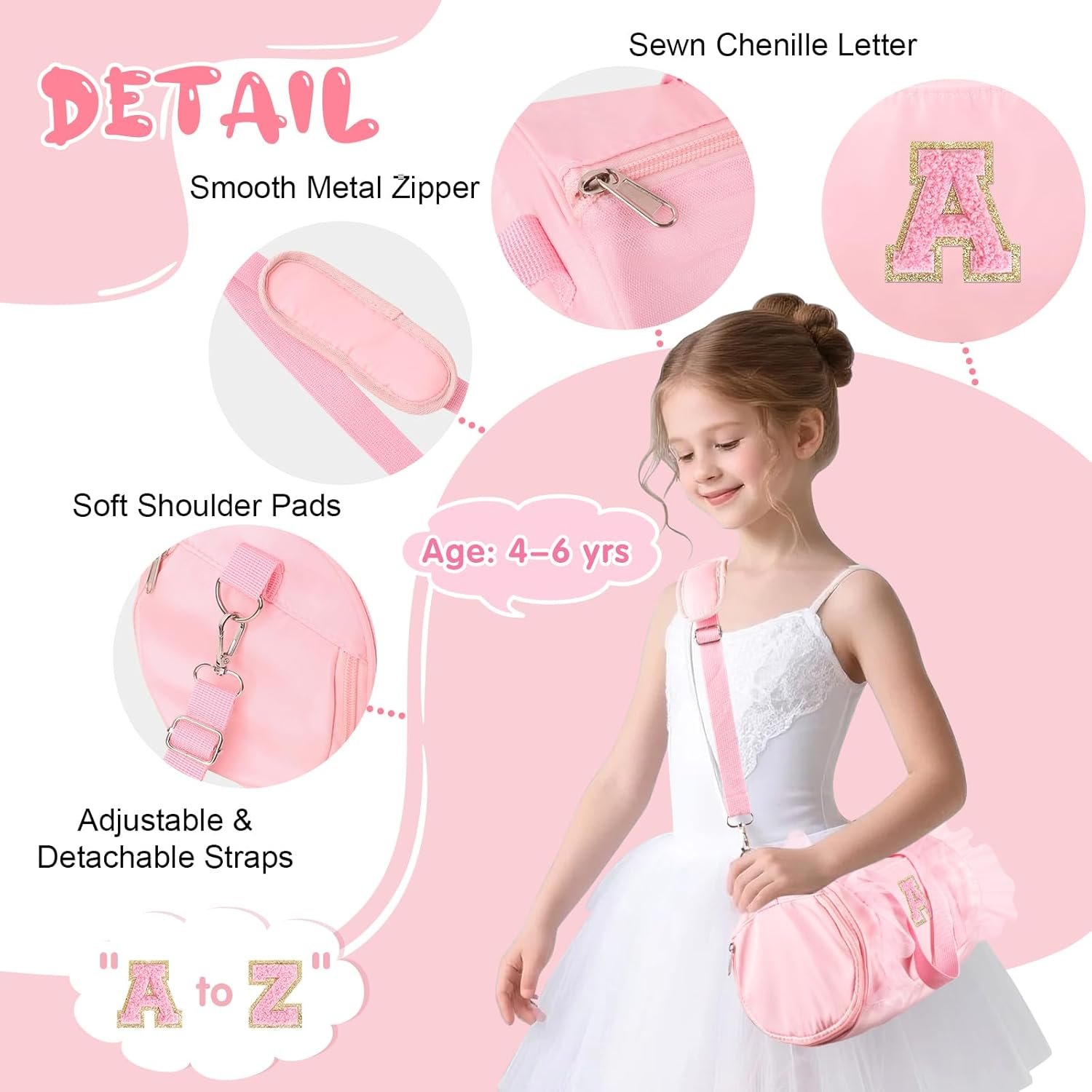 Saját Márkás kis méretű csipkés tánctáska 4-6 éves kislányoknak Egyedi Logóval sport jóga cheer balett tornához állítható pántos monogramos duffel utazótáska Gyártótól (Rózsaszín-A) Saját Márkás kis méretű csipkés tánctáska 4-6 éves kislányoknak Egyedi Logóval sport jóga cheer balett tornához állítható pántos monogramos duffel utazótáska Gyártótól (Rózsaszín-A)