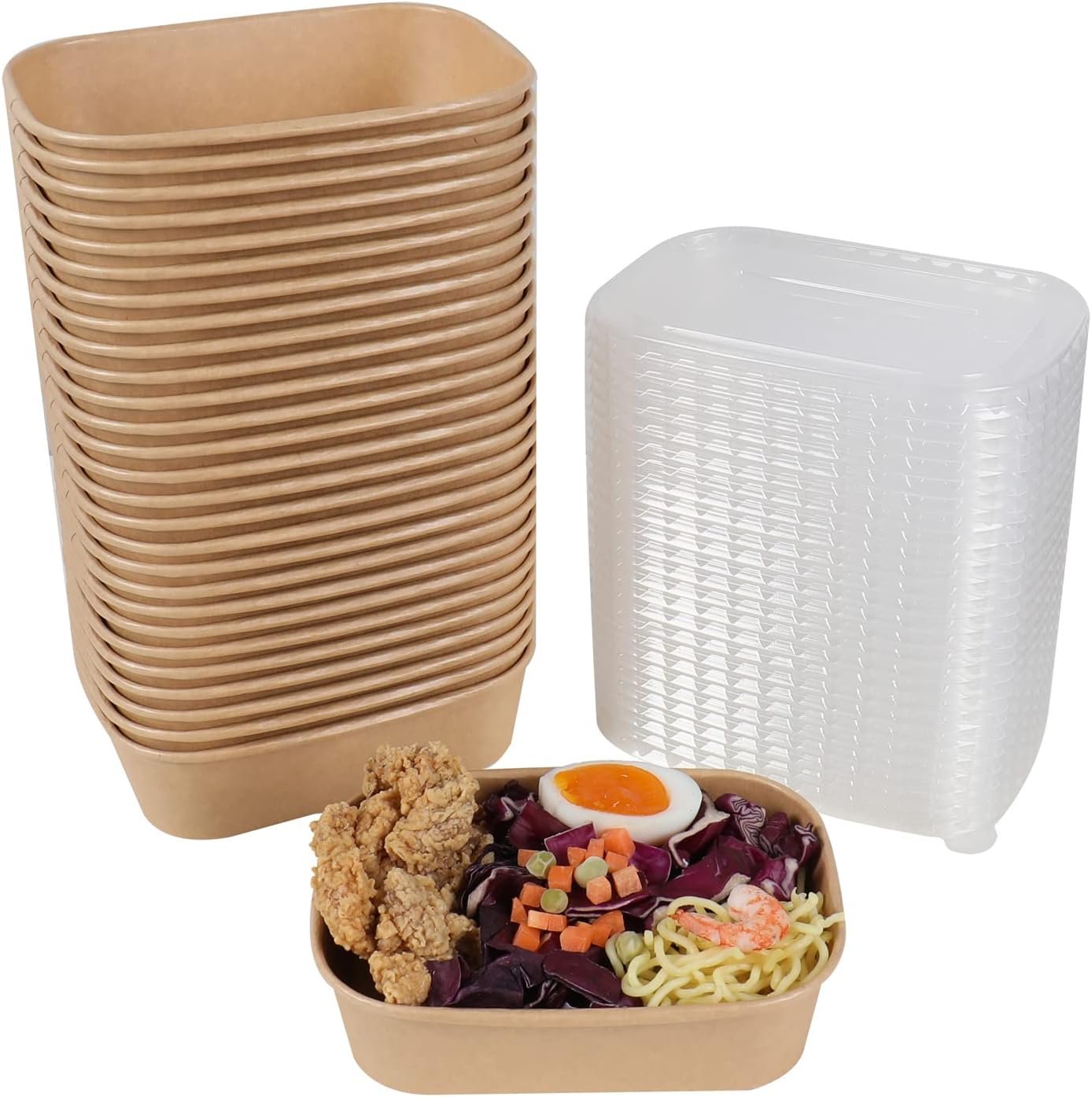 Saját Márkás 17 oz eldobható kraft papír tálak fedéllel téglalap alakú leves- és nasitálak Beszállítótól Egyedi Logóval 50 db