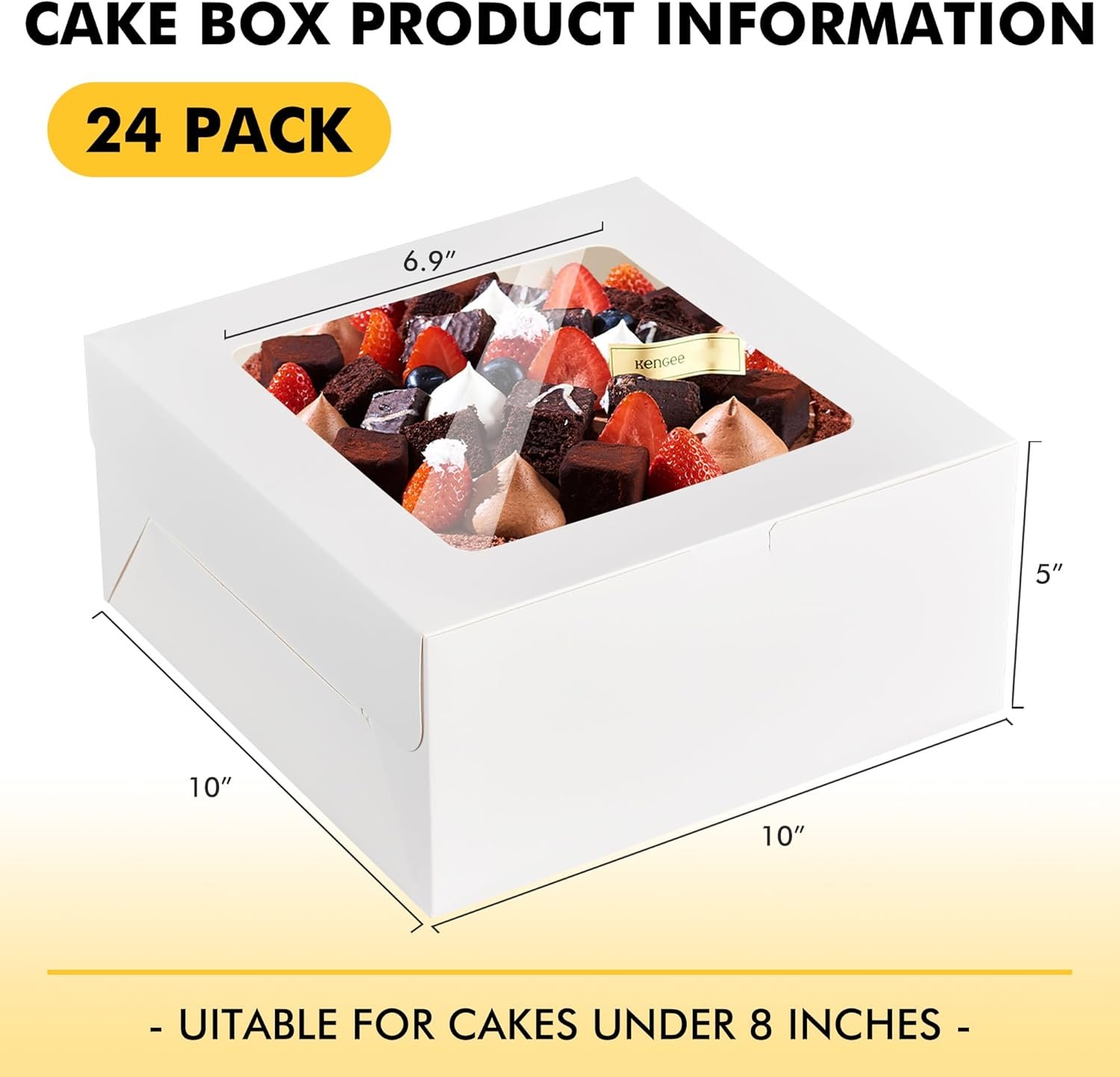 Saját márkás 24 db 10x10x5 hüvelyk ablakos fehér karton süteménydoboz egyedi logóval – pék keksz desszert piskóta torta fánk doboz születéssnapra esküvőre gyártótól