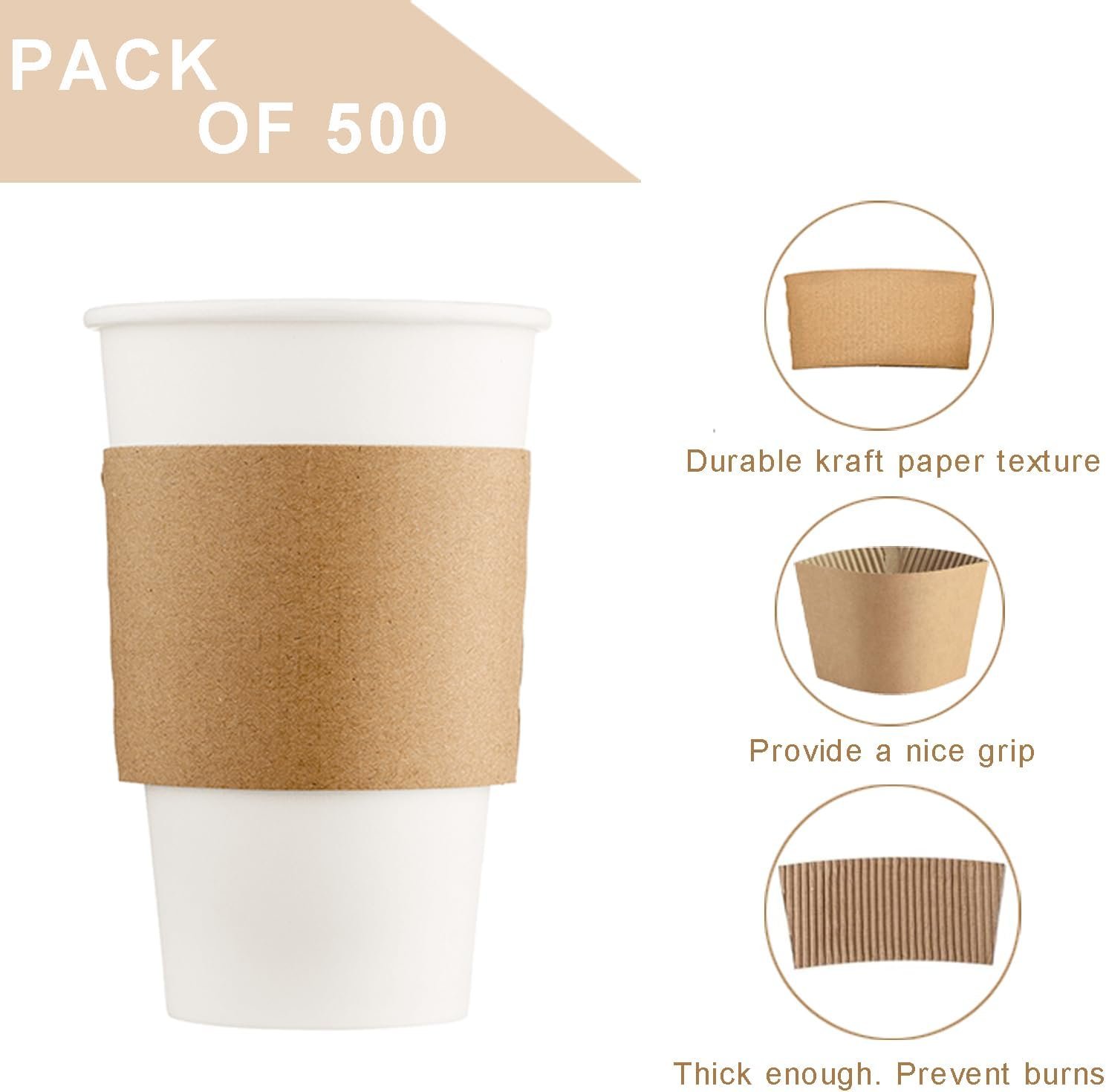 Saját Márkás 500 db Kraft Papír Pohárhüvely 12/16/20/22/24 oz Forró Poharakhoz Egyedi Logóval Újrahasznosítható Egyszer Hasznos Natúr Barna Beszállítótól