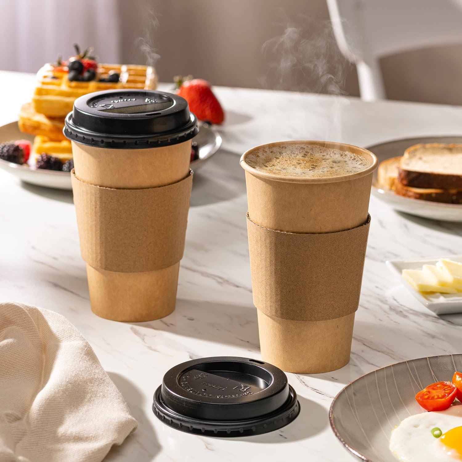 Saját Márkás 50 Szett 16 oz Egyszer Használatos Kraft Kávéspoharak Egyedi Logóval Fekete Tetővel Hüvellyel Közvetlen Gyártótól Saját Márkás 50 Szett 16 oz Egyszer Használatos Kraft Kávéspoharak Egyedi Logóval Fekete Tetővel Hüvellyel Közvetlen Gyártótól