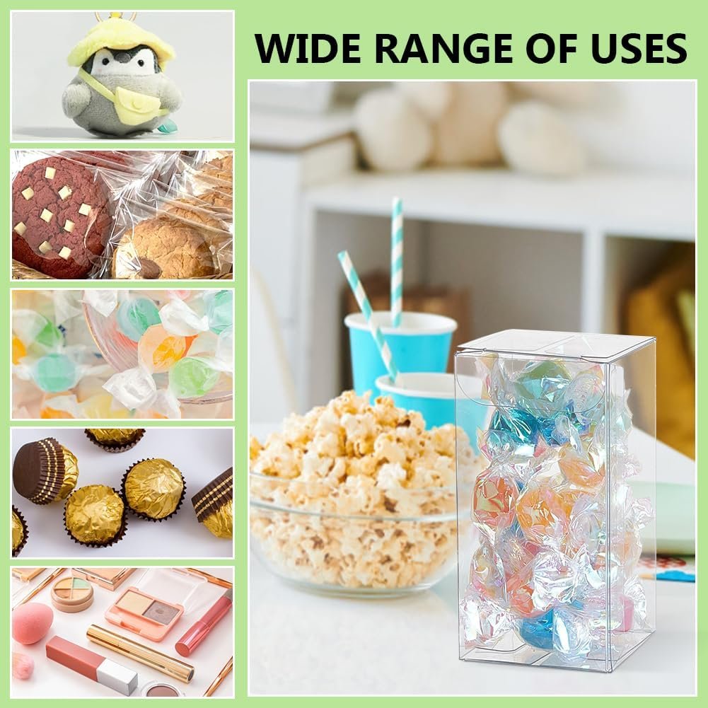 Saját Márkás átlátszó fóliás PVC ajándékdobozok 40 db 3,8x3,8x7,6 cm egyedi logóval esküvői parti cukorka muffin tartók gyártótól Saját Márkás átlátszó fóliás PVC ajándékdobozok 40 db 3,8x3,8x7,6 cm egyedi logóval esküvői parti cukorka muffin tartók gyártótól