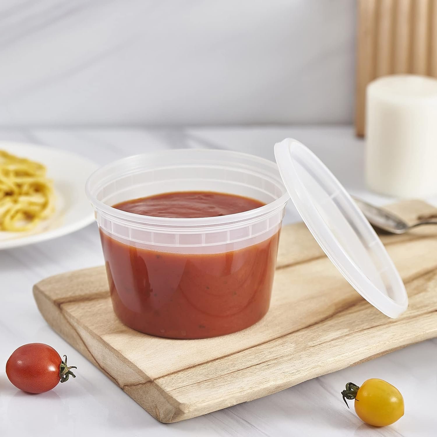 Egyedi Logós [48 szett - 16oz.] Műanyag Ételtároló Dobozok Műanyag Tetőkkel Eldobható Elviteles Konténerek Leveshez Ételfelkészítéshez Slime-hoz Saját Márkás BPA-mentes Rakható Szivárgásmentes Mikrohullámú Mosogatógép Fagyasztó Biztonságos Gyártótól