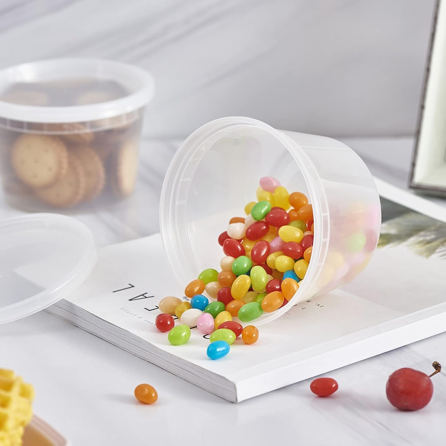 Egyedi Logós [48 szett - 16oz.] Műanyag Ételtároló Dobozok Műanyag Tetőkkel Eldobható Elviteles Konténerek Leveshez Ételfelkészítéshez Slime-hoz Saját Márkás BPA-mentes Rakható Szivárgásmentes Mikrohullámú Mosogatógép Fagyasztó Biztonságos Gyártótól