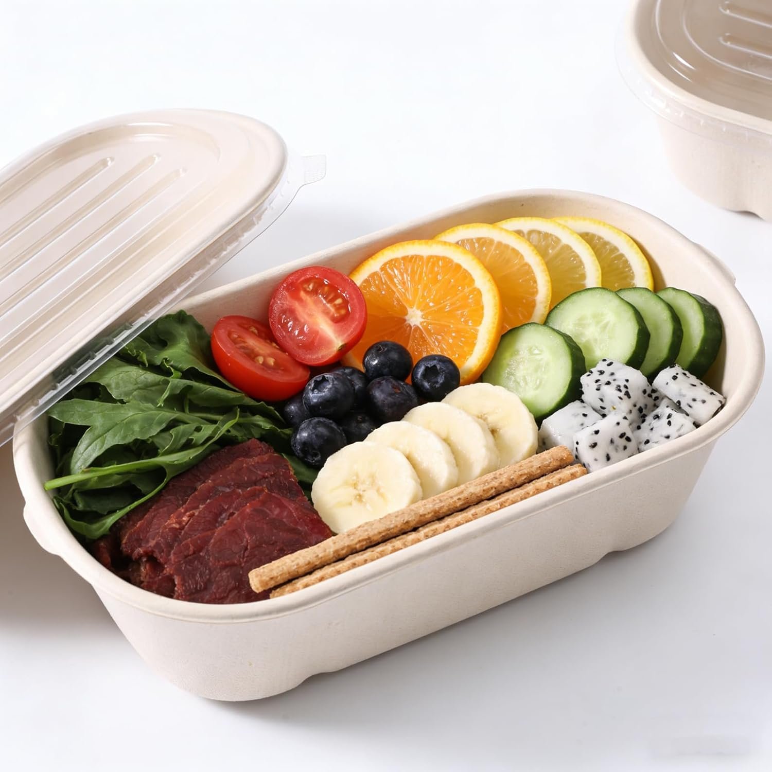 Saját Márkás 50 db 23oz egyedi logós fedeles mikrohullám biztonságos bagasse elviteles papír tálak saláta- leves- maradék- és ebédtálak gyártótól Saját Márkás 50 db 23oz egyedi logós fedeles mikrohullám biztonságos bagasse elviteles papír tálak saláta- leves- maradék- és ebédtálak gyártótól