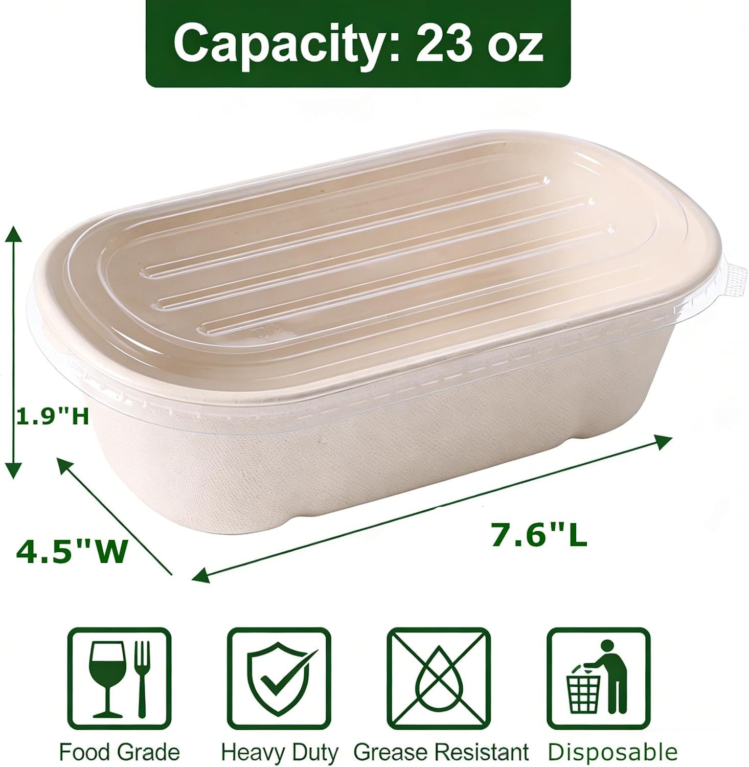 Saját Márkás 50 db 23oz egyedi logós fedeles mikrohullám biztonságos bagasse elviteles papír tálak saláta- leves- maradék- és ebédtálak gyártótól Saját Márkás 50 db 23oz egyedi logós fedeles mikrohullám biztonságos bagasse elviteles papír tálak saláta- leves- maradék- és ebédtálak gyártótól
