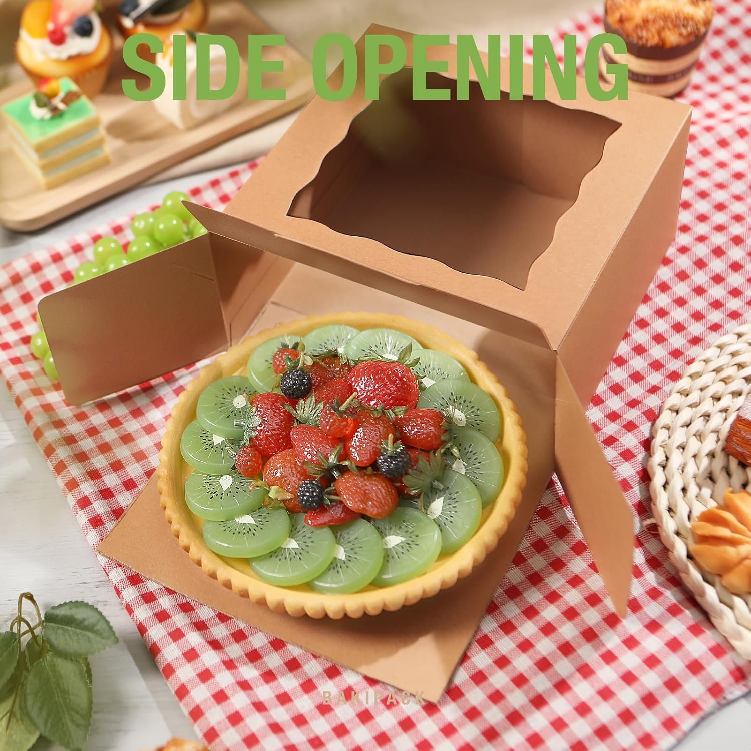 Saját Márkás 25 db kraft ablakos pékdobozok 8x8x4 hüvelyk Egyedi Logóval tortadobozok sütemények cupcake keksz muffin pite Gyártó