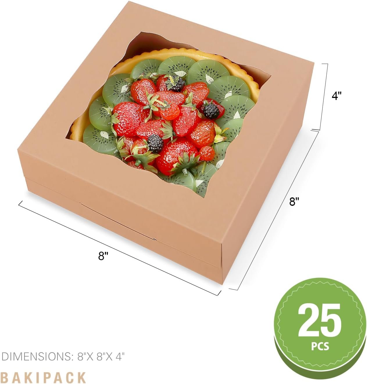 Saját Márkás 25 db kraft ablakos pékdobozok 8x8x4 hüvelyk Egyedi Logóval tortadobozok sütemények cupcake keksz muffin pite Gyártó