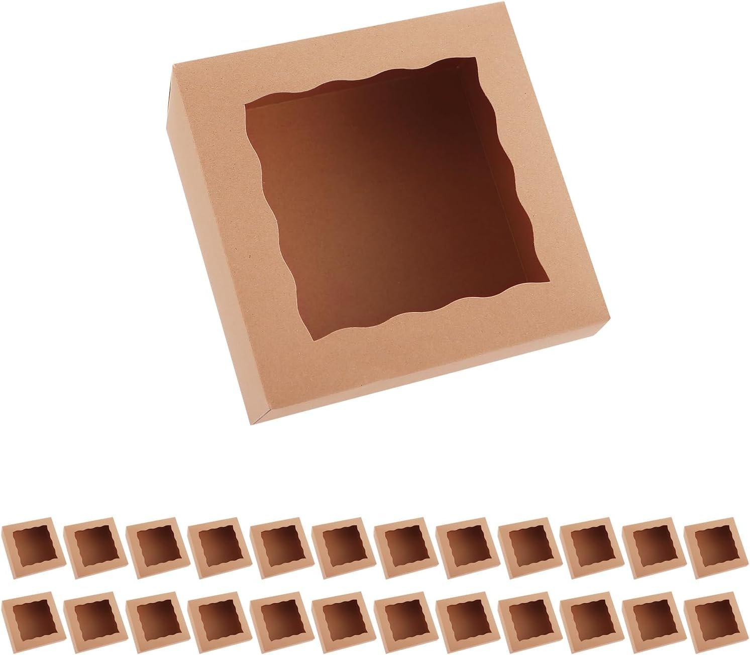 Saját Márkás 25 db kraft ablakos pékdobozok 8x8x4 hüvelyk Egyedi Logóval tortadobozok sütemények cupcake keksz muffin pite Gyártó
