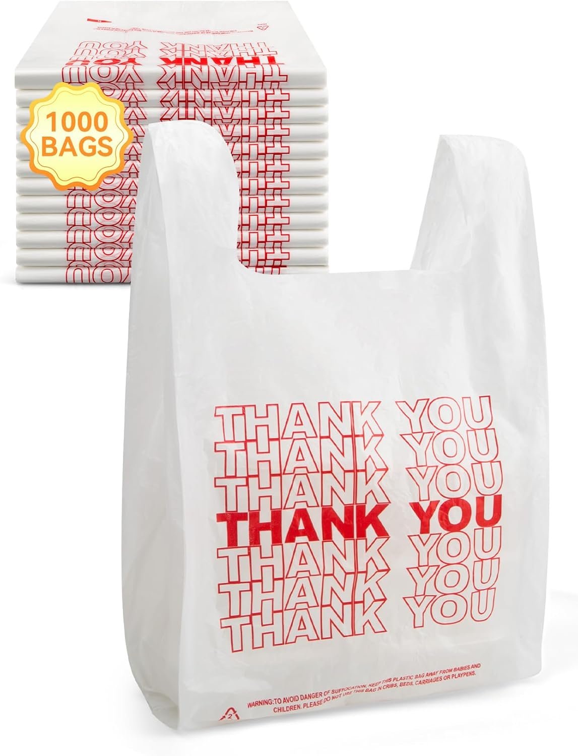 Egyedi Logós Fehér Fogantyús Köszönöm Műanyag Szatyrok Saját Márkás 1000 Db 12" x 6" x 22" 15 Mik T-Shirt Bevásárlózacskók Élelmiszerboltok Kiskereskedelem Éttermek Elvitel Számára Gyártótól