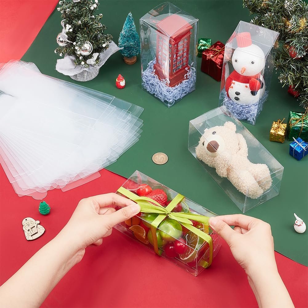 Saját márkás 20 csomag 2.7x2.7x6.3 műanyag téglalap alakú dobozok esküvői parti édesség cukorka cupcake egyedi logóval Anyák napi fesztivál ajándék gyártótól