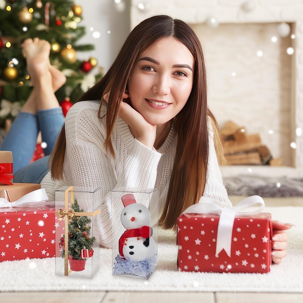 Saját márkás 20 csomag 2.7x2.7x6.3 műanyag téglalap alakú dobozok esküvői parti édesség cukorka cupcake egyedi logóval Anyák napi fesztivál ajándék gyártótól