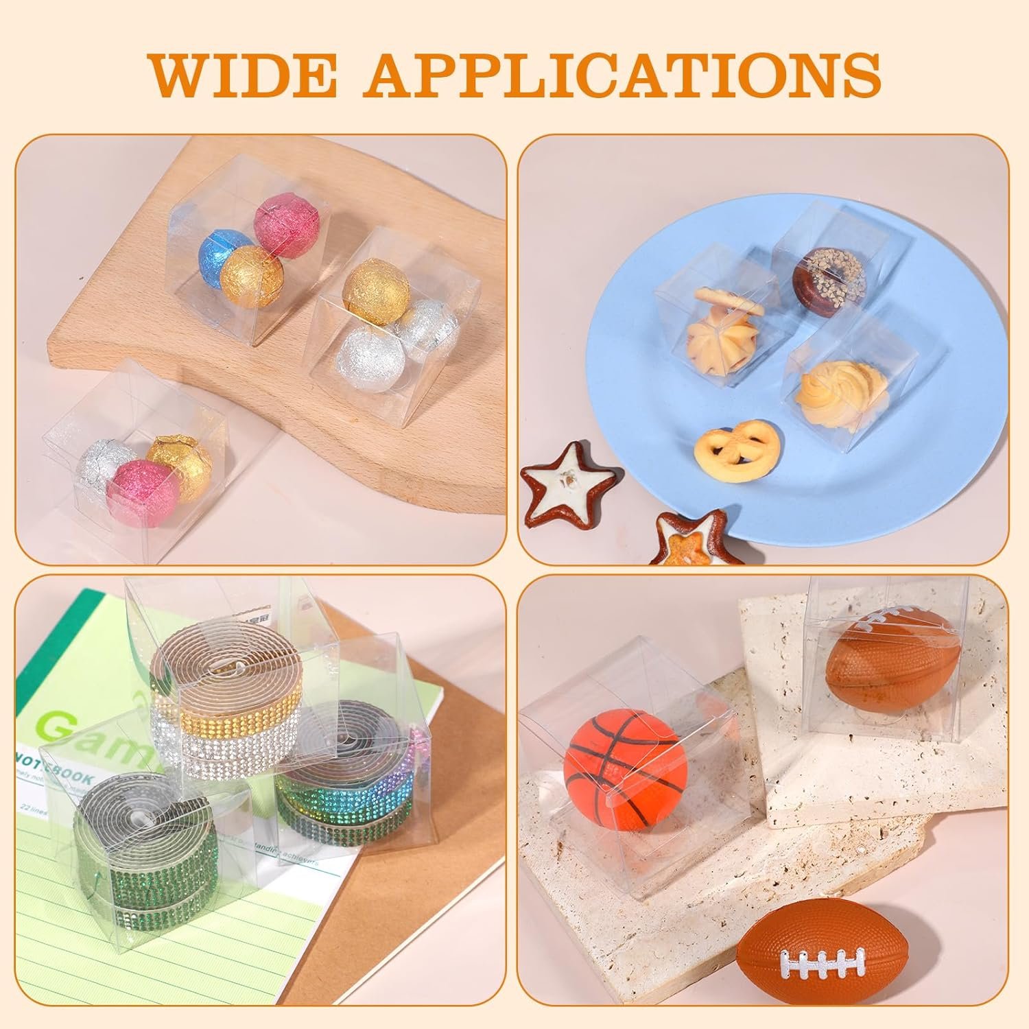 Saját Márkás Átlátszó Műanyag Kocka Favor Dobozok Egyedi Logóval Gyártótól 200 Db Pet Treat Ajándék Tartály Csomagolás Macaron Cukorka Születésnapi Esküvői Parti Baby Shower (2 x 2 x 2 hüvelyk)