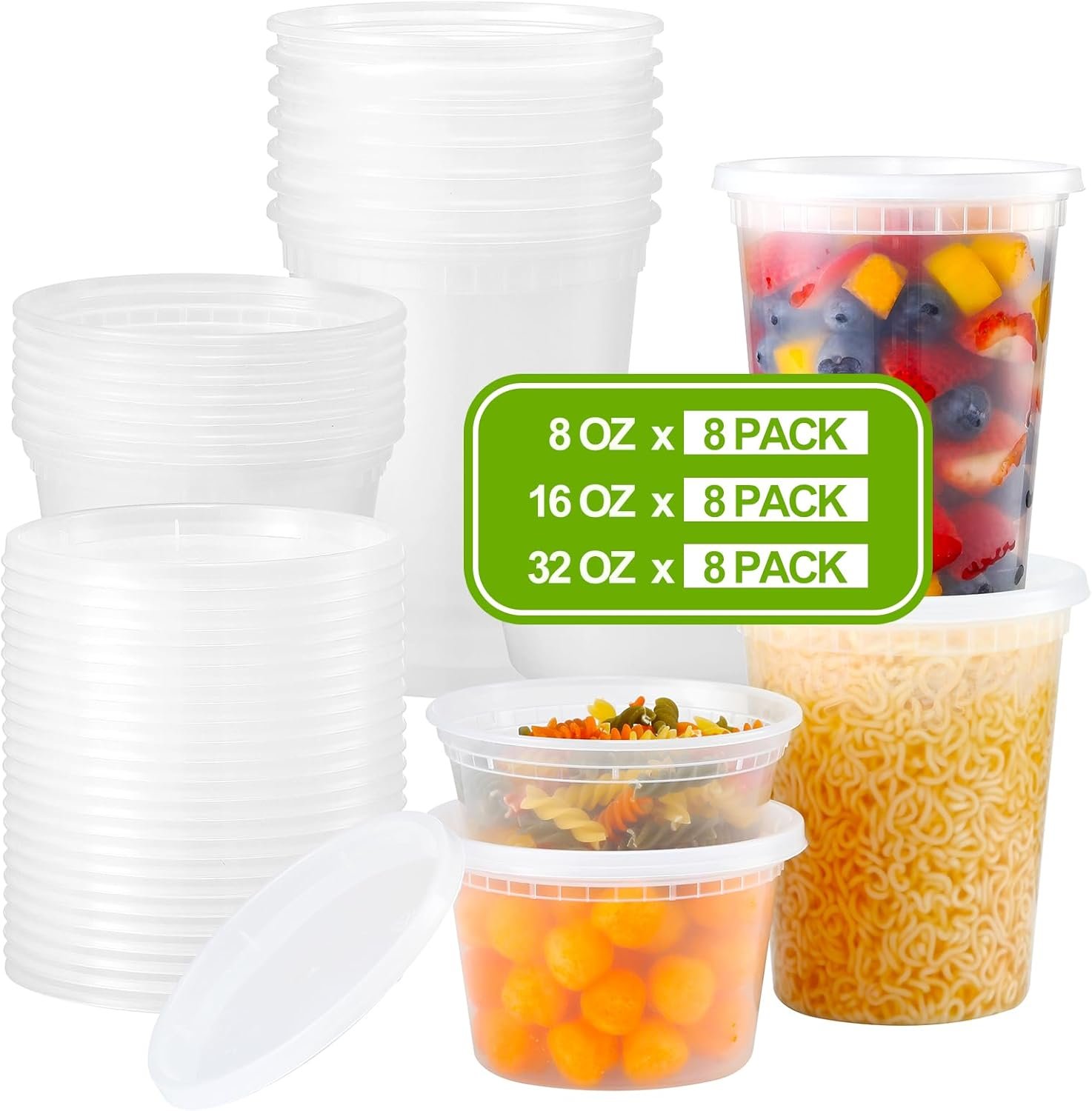 Saját Márkás 24 Szett Műanyag Ételtároló Konténer Fedéllel 8 oz 16 oz 32 oz Vegyes Csomag Egyedi Logóval Légmentes Fagyasztó Mosogatógép Mikrohullámú Sütő Biztonságos Leves Elviteles Tárolók Gyártótól