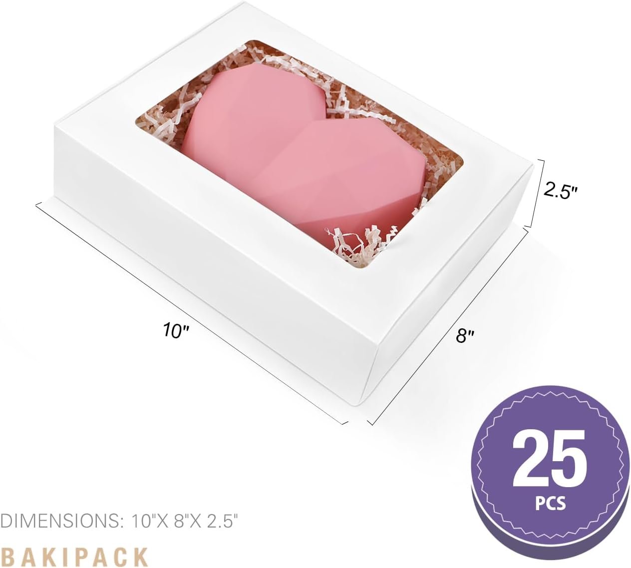 Saját Márkás Fehér Ablakos Süteményes Dobozok 25x20x6 cm Egyedi Logóval 25 db - Gyártó Pitéknek Fánkoknak Muffineknek Csokoládénak Partikra