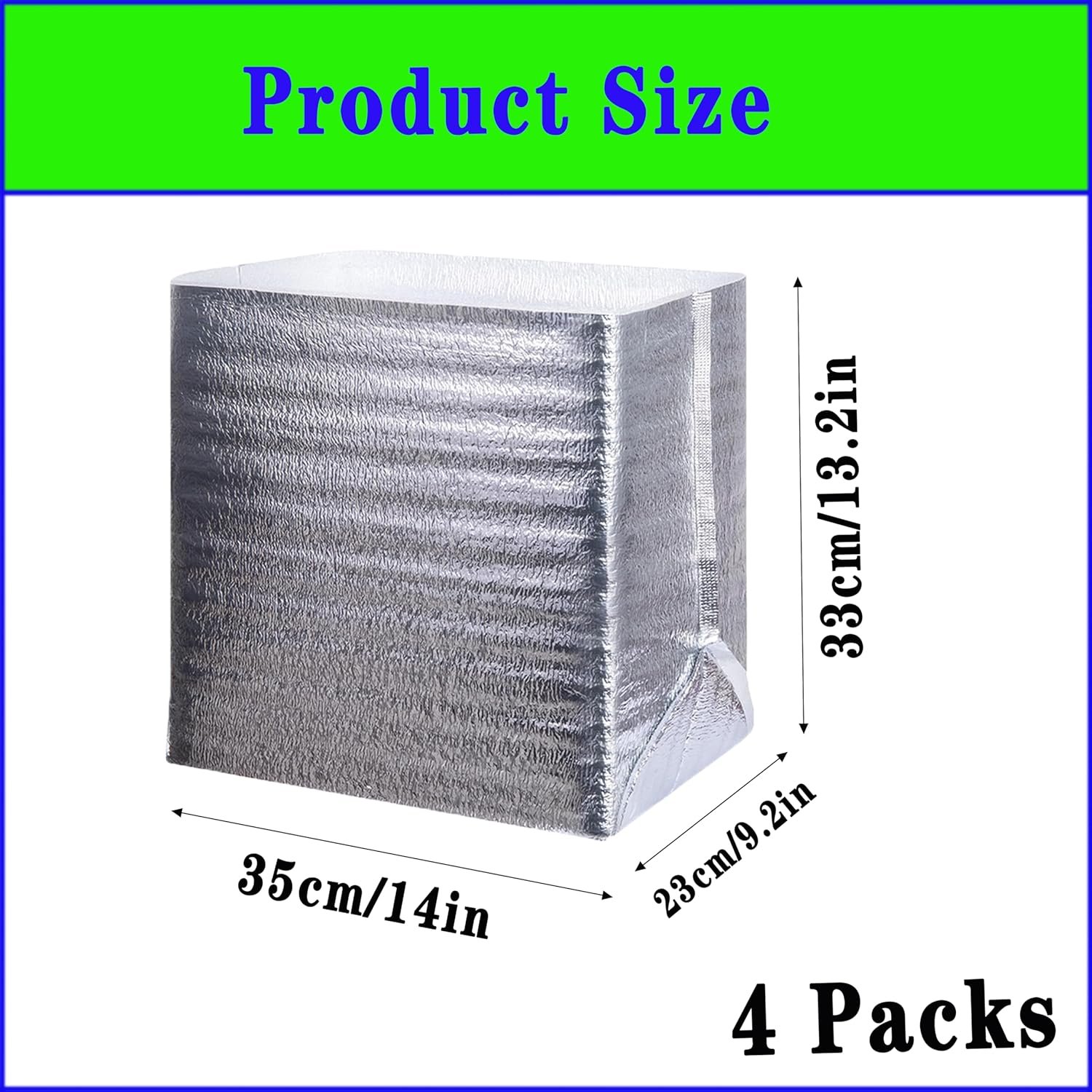 Egyedi Logóval Újrahasználható Hőszigetelő Fólia Tasakok Termikus Doboz Bélelek 4 Csomag 35,6 x 23,4 x 33,5 cm Takeaway Ebédládika Bevásárlótáska Vízálló Saját Márkás Gyártótól