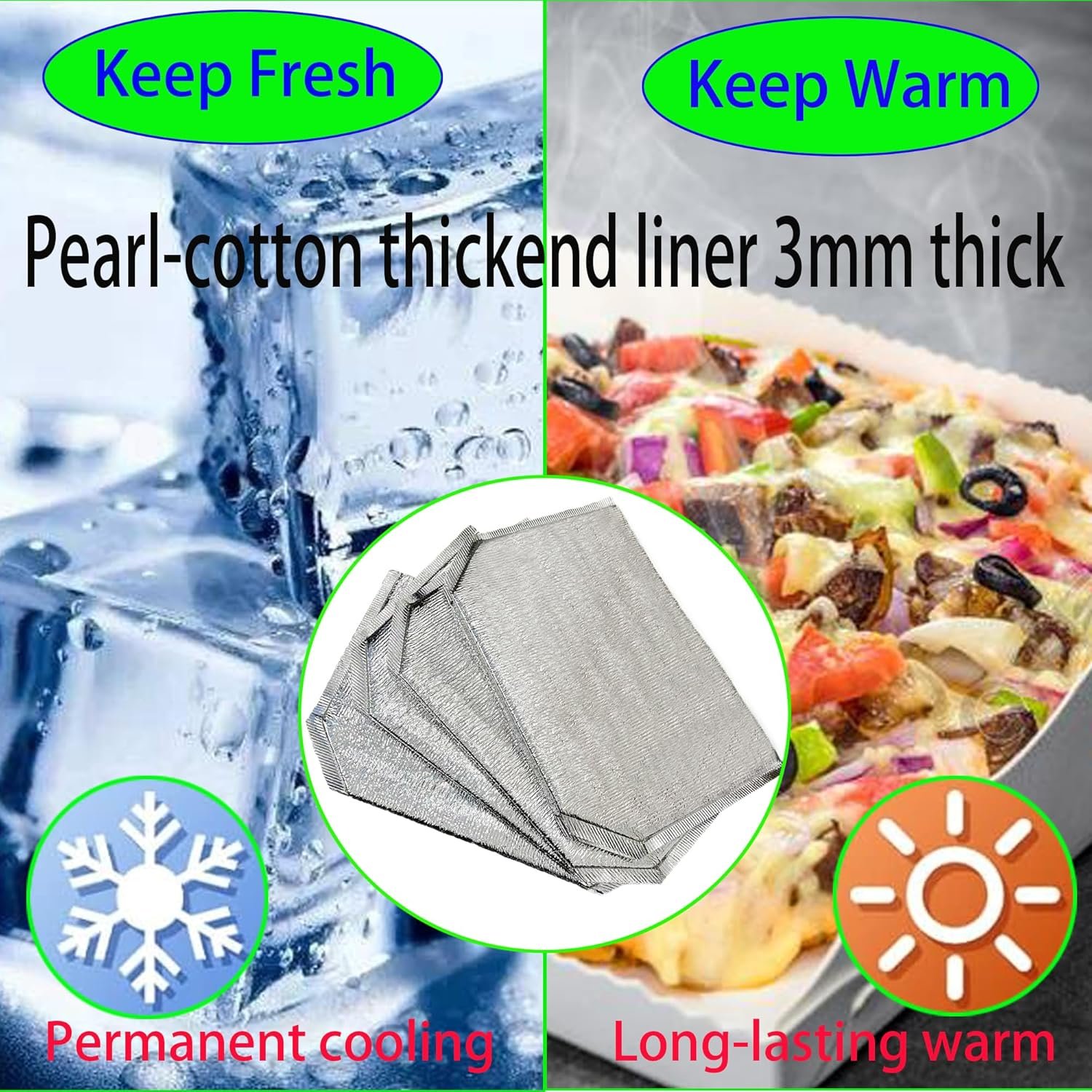 Egyedi Logóval Újrahasználható Hőszigetelő Fólia Tasakok Termikus Doboz Bélelek 4 Csomag 35,6 x 23,4 x 33,5 cm Takeaway Ebédládika Bevásárlótáska Vízálló Saját Márkás Gyártótól