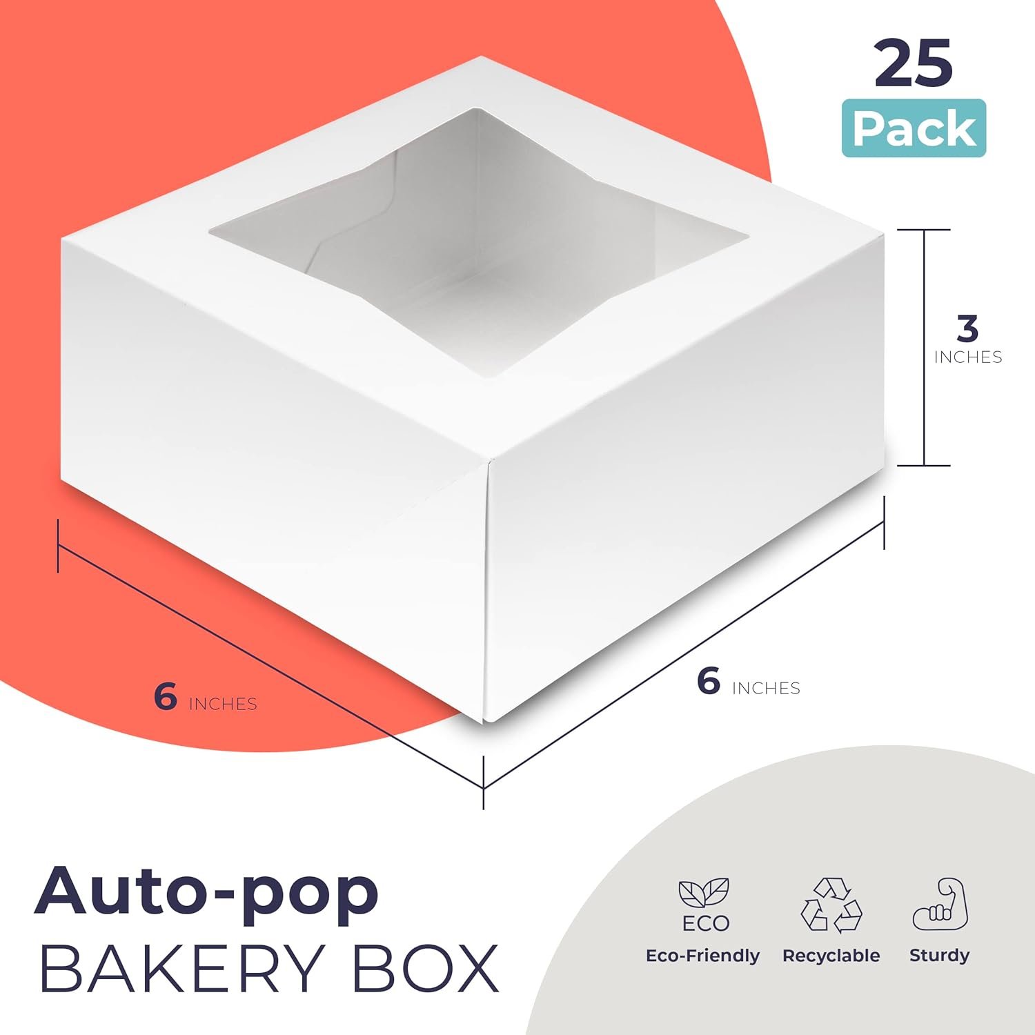 Saját Márkás 25 Db 6x6x3 Fehér Ablakos Pop-Up Pékdoboz Egyedi Logóval Sütemény Torta Muffin Péksütemény Charcuterie Csomagolás Valentin Karácsony Gyártótól