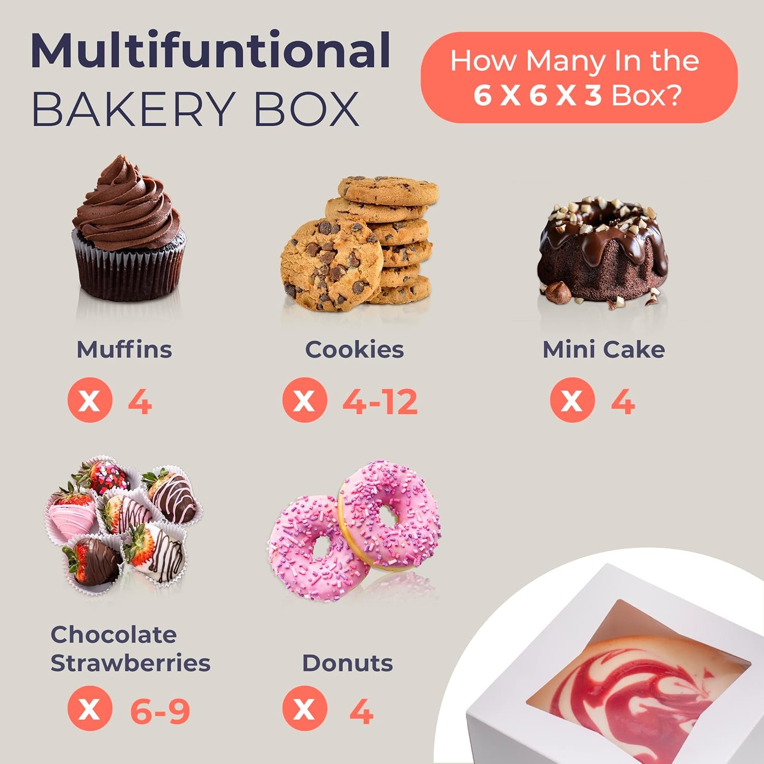 Saját Márkás 25 Db 6x6x3 Fehér Ablakos Pop-Up Pékdoboz Egyedi Logóval Sütemény Torta Muffin Péksütemény Charcuterie Csomagolás Valentin Karácsony Gyártótól