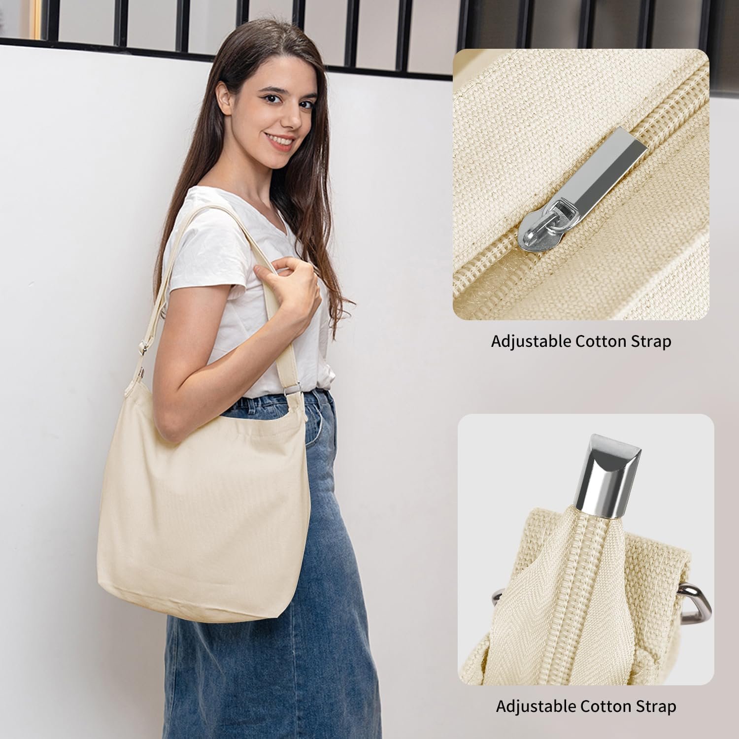 Egyedi Logós Nagy Méretű Női Üres Vászon Crossbody Tote Válltáska Saját Márkás Gyártótól