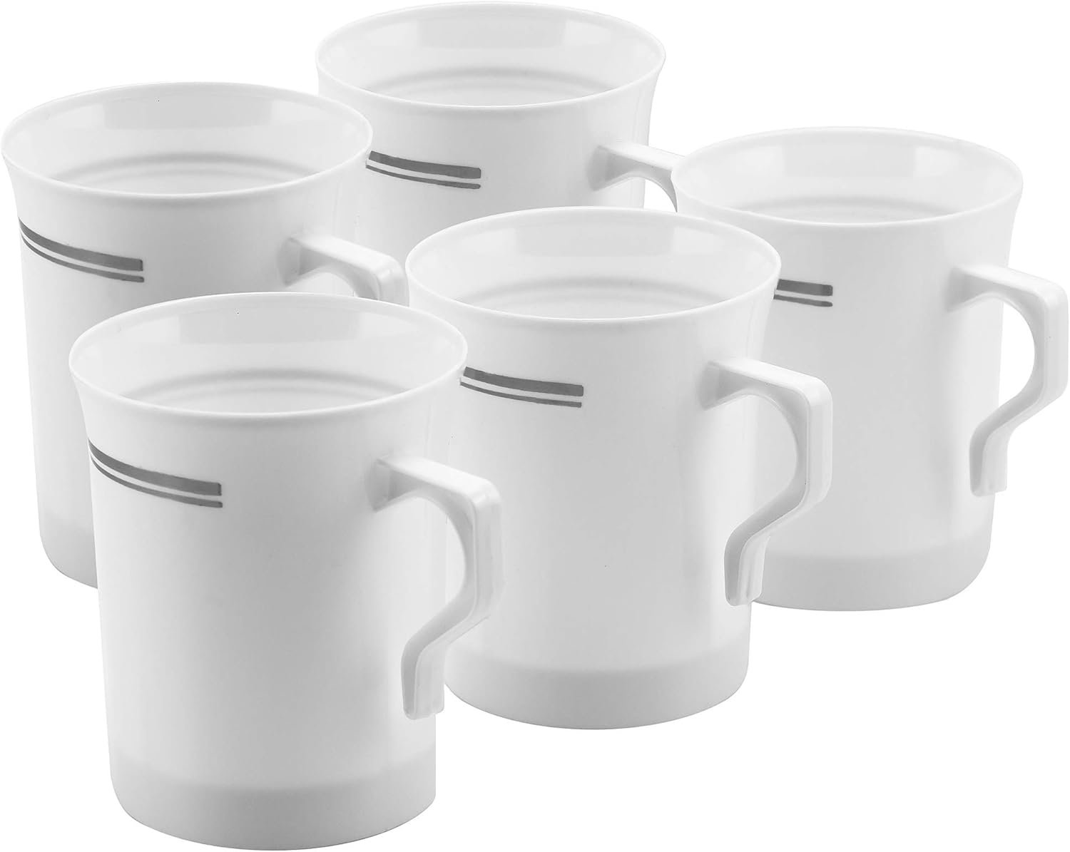 Saját márkás vastag falú eldobható fehér műanyag 8 oz kávéscsészék ezüst szegéllyel fogantyúval egyedi logóval tea kapucsínó eszpresszó csészék 50 db Gyártótól