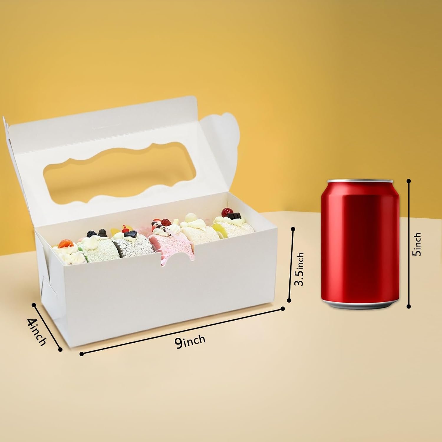 Saját Márkás Fehér Ablakos Süteménydobozok Egyedi Logóval 30 db 9x4x3.5 Col Rudis Torta Desszert Muffin Fánk Cukorka Pékáru Dobozok Gyártótól