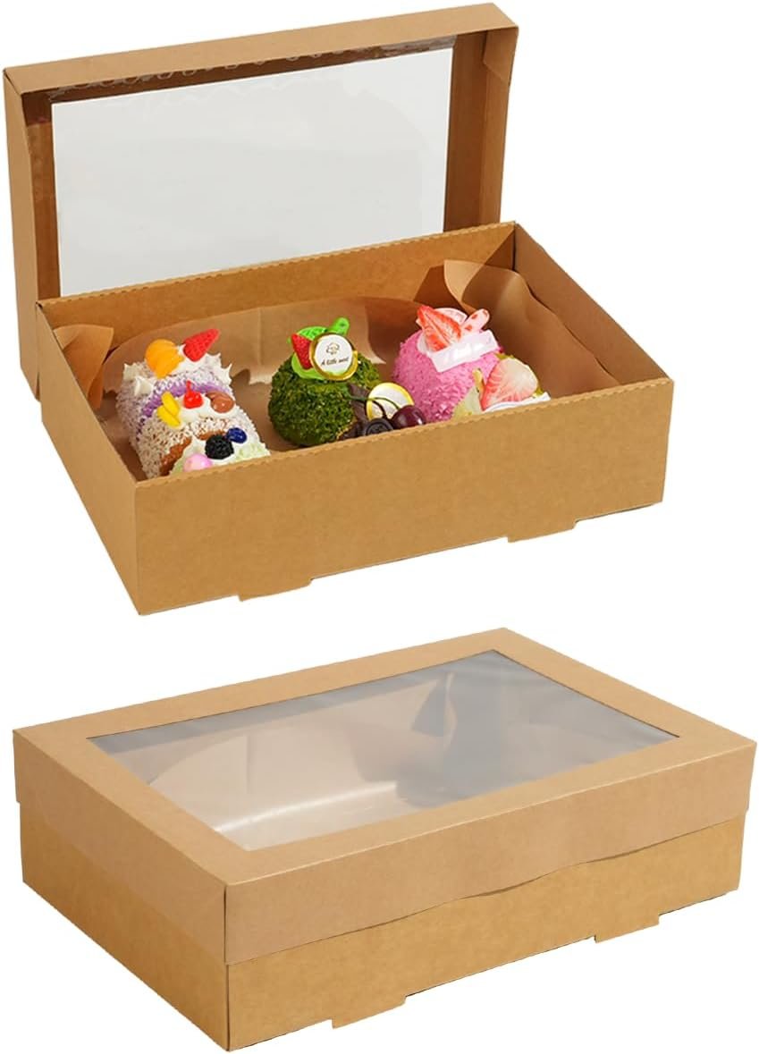Egyedi Logós 10 Db Ablakos Sütemény Dobozok 30x20x8 Cm Nagy Méretű Saját Márkás Karton Keksz Pite Torta Muffin Elviteles Dobozok Gyártótól (S)