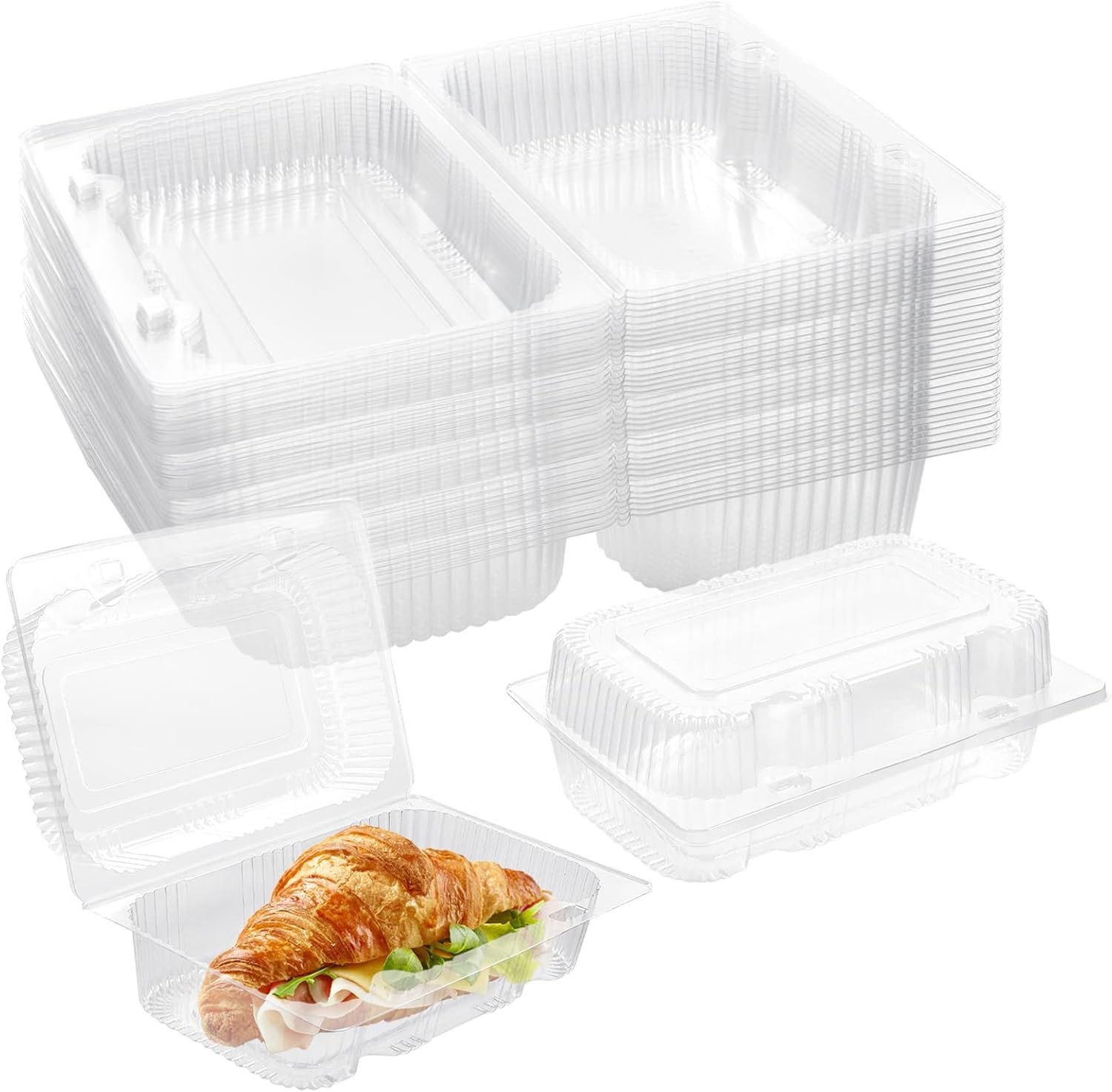 Egyedi Logós Strapabíró Műanyag Zsanéros Ételdobozok Átlátszó Tetővel Saját Márkás (40 Db) 18,3x11,9x7,6 cm Kagylóhéjas Elviteles Torta Szelet Saláta Pékáru Szendvics Tároló Gyártótól
