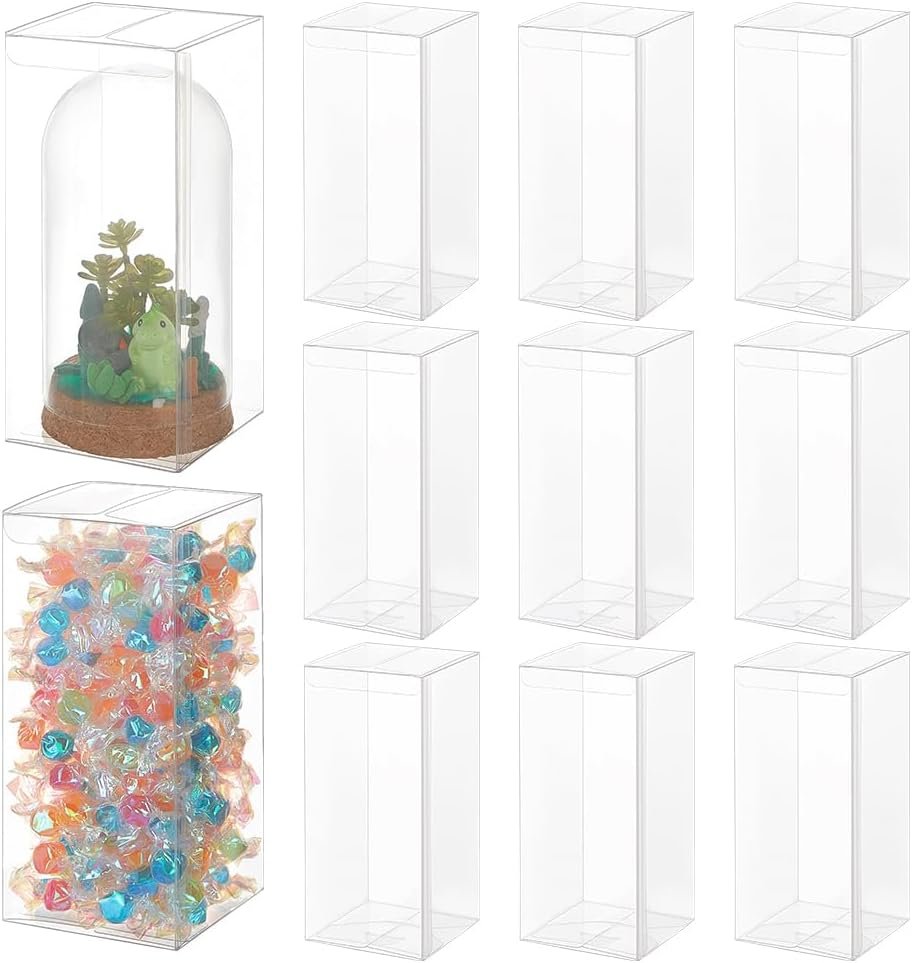 Saját Márkás 15 db Átlátszó PVC Ajándékdoboz Egyedi Logóval 8x8x18 cm Téglalap Alakú Transzparens Műanyag Cukorkadoboz Fóliával Karácsonyra Esküvőre Partira Születésnapra Gyárból