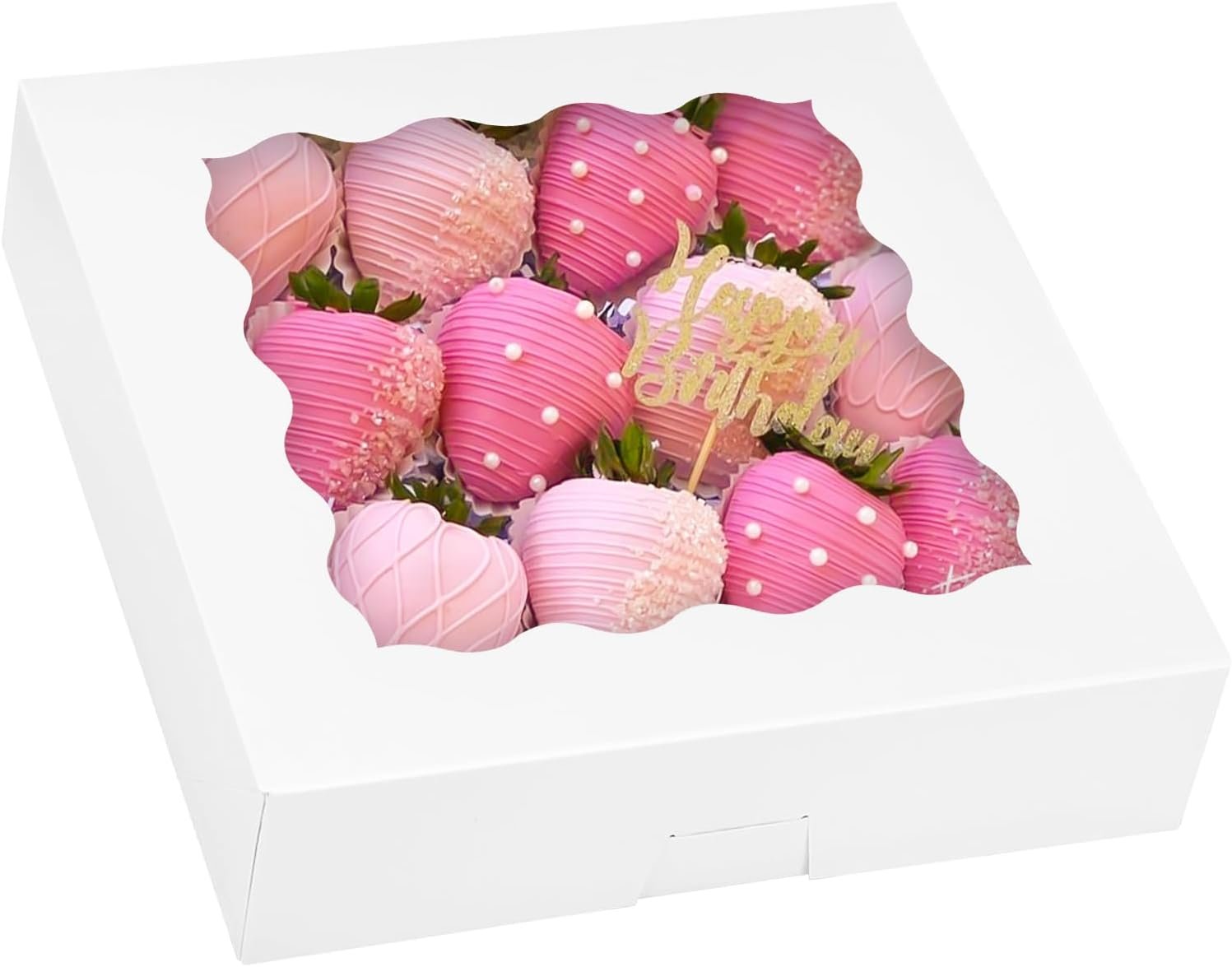 Saját Márkás 24 db 25x25x6 cm Automatikusan Kinyíló Cukrászdobozok Keksz Csokoládé Mázas Eper Pite Fánk Muffin Számara Egyedi Logóval Gyártótól