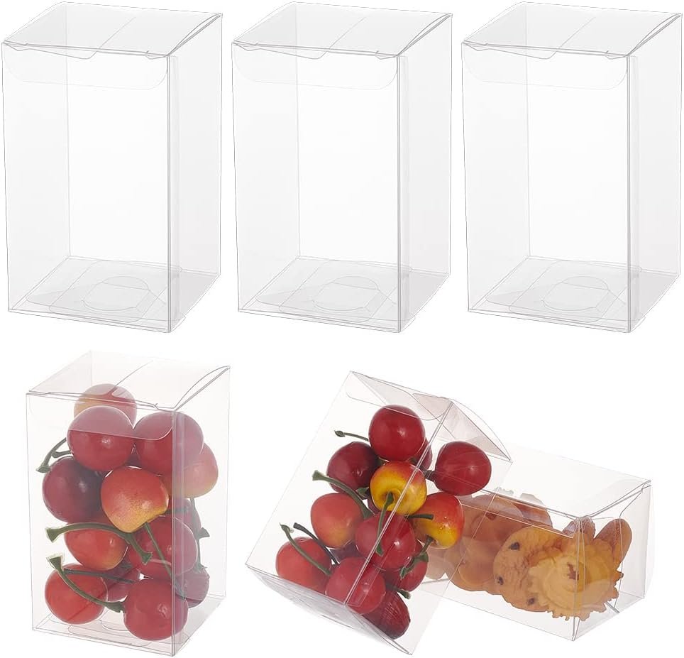 Saját Márkás 30 db 2.3x2.3x4 cm fóliával bevont átlátszó műanyag party favor doboz esküvői parti dekorációhoz egyedi logóval csokoládé cukorka keksz ajándékcsomagoláshoz megbízható gyártótól