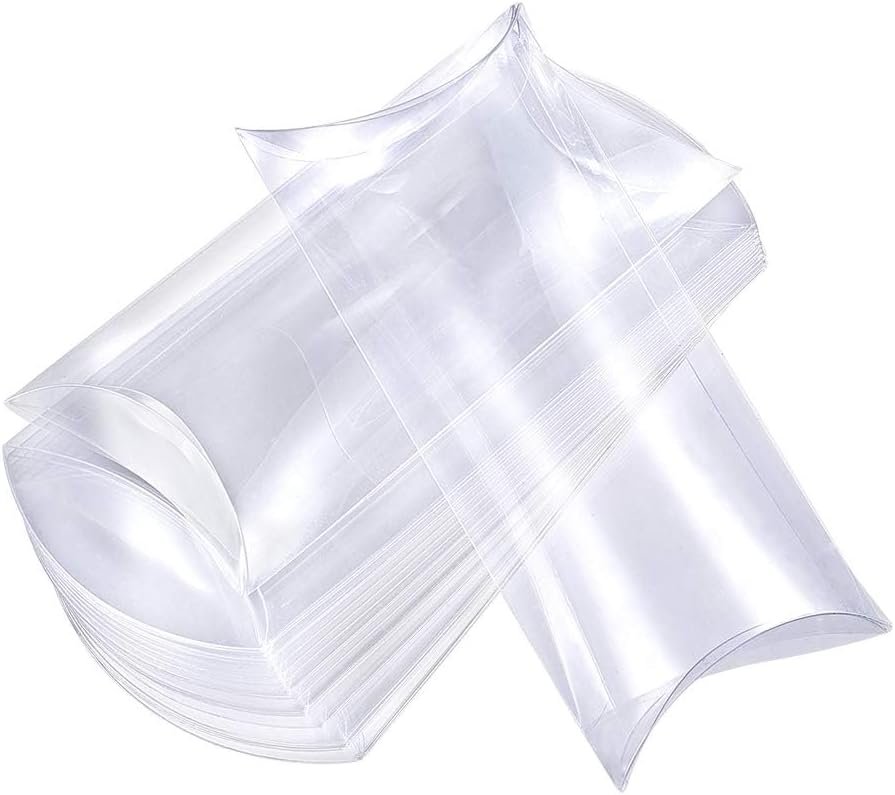 Saját Márkás 30 db átlátszó műanyag párnás favor doboz egyedi logóval esküvői parti anyák napi cukor ajándék csomagoláshoz nagy méret 11,5x6,5x2,5 cm gyártótól