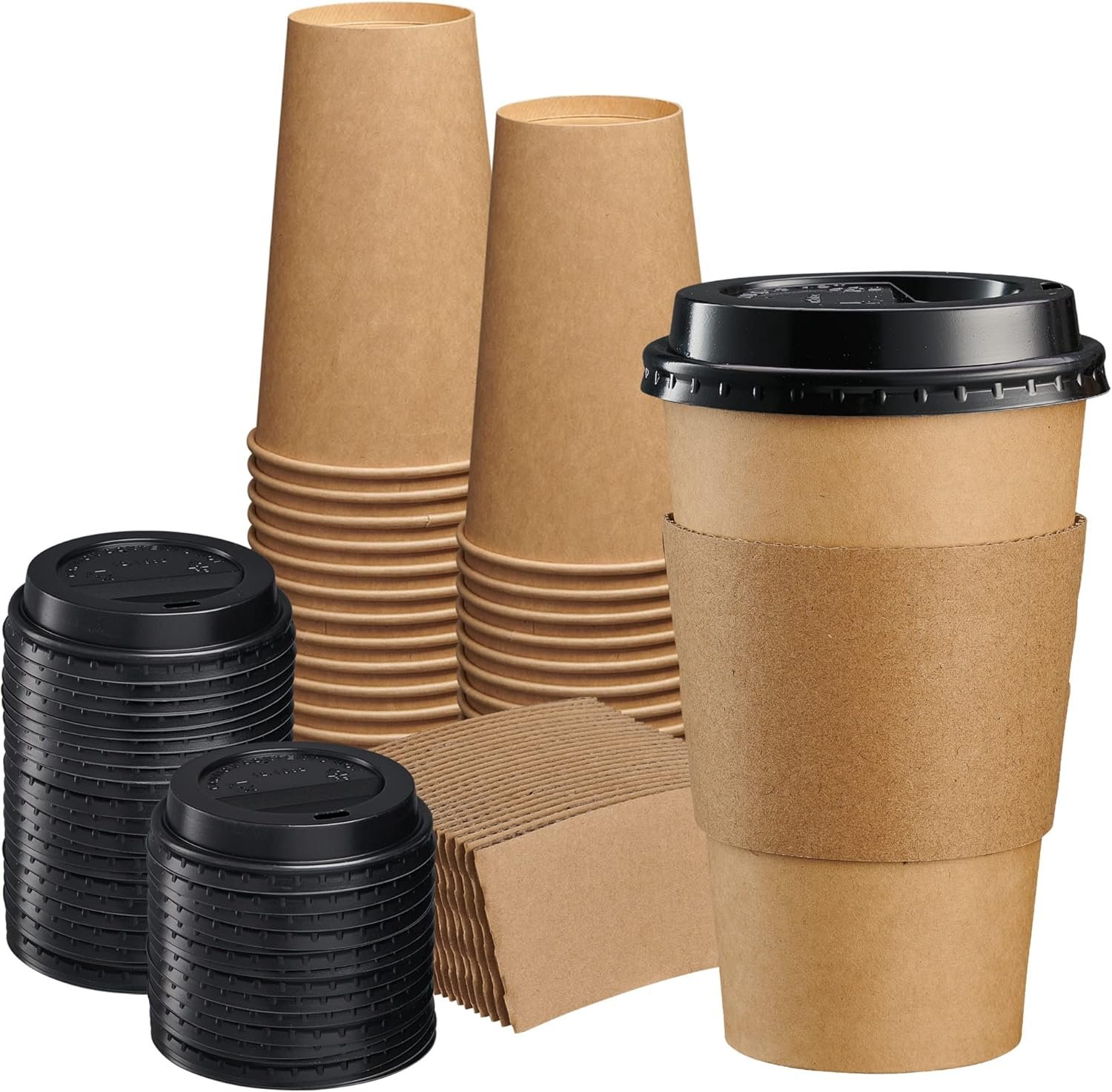 Saját Márkás 50 Szett 16 oz Egyszer Használatos Kraft Kávéspoharak Egyedi Logóval Fekete Tetővel Hüvellyel Közvetlen Gyártótól Saját Márkás 50 Szett 16 oz Egyszer Használatos Kraft Kávéspoharak Egyedi Logóval Fekete Tetővel Hüvellyel Közvetlen Gyártótól