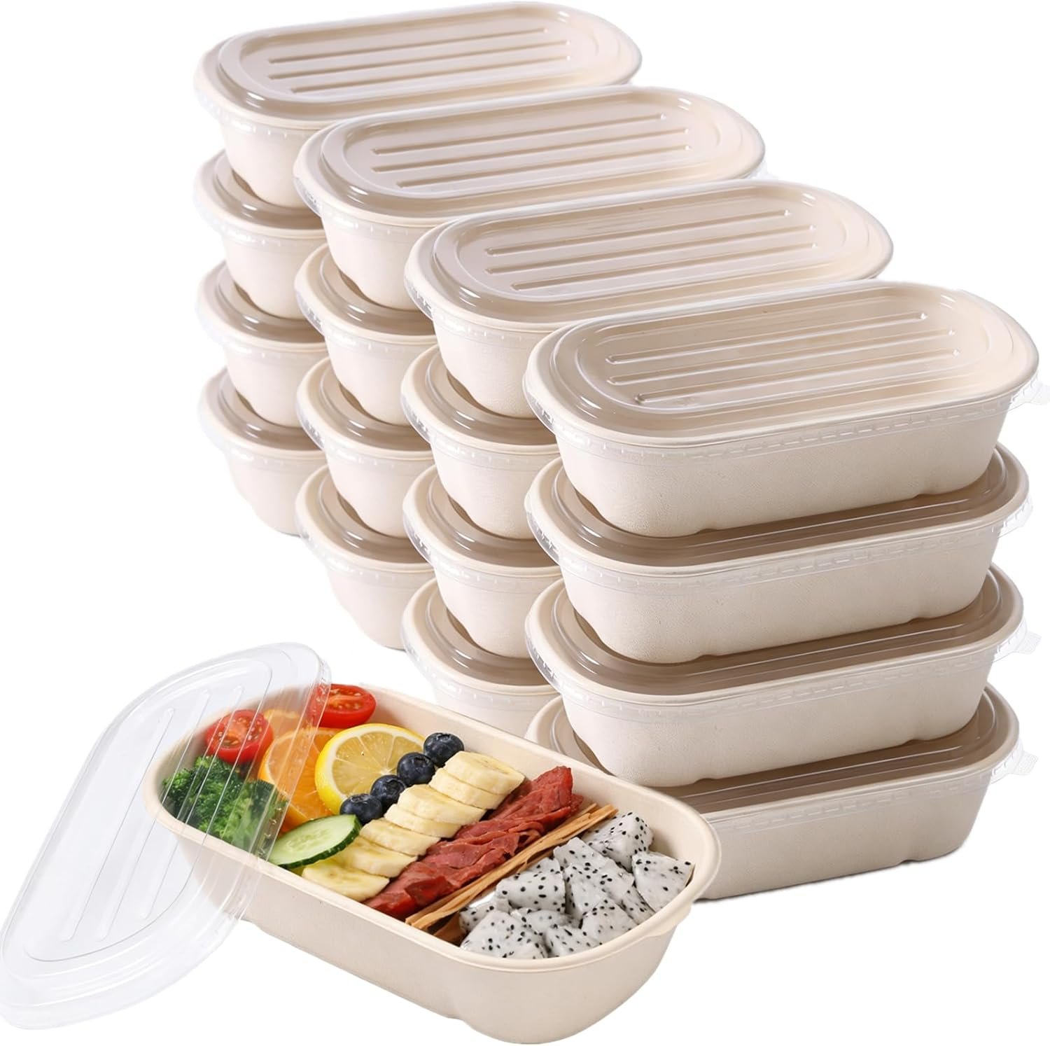 Saját Márkás 50 db 23oz egyedi logós fedeles mikrohullám biztonságos bagasse elviteles papír tálak saláta- leves- maradék- és ebédtálak gyártótól Saját Márkás 50 db 23oz egyedi logós fedeles mikrohullám biztonságos bagasse elviteles papír tálak saláta- leves- maradék- és ebédtálak gyártótól