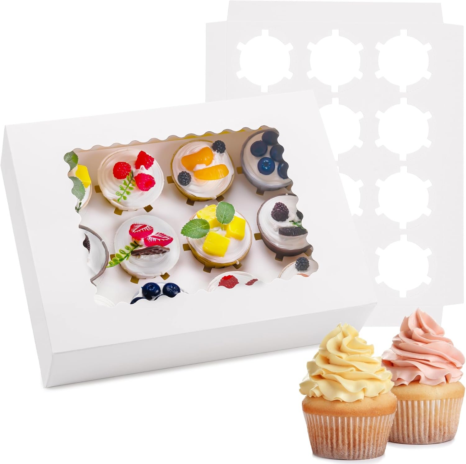 Saját Márkás 6 db Ablakos Cupcake Doboz 12 Cupcakes Befogadására Ételbiztos Tartó Egyedi Logóval Könnyű Szállításra Gyártótól Saját Márkás 6 db Ablakos Cupcake Doboz 12 Cupcakes Befogadására Ételbiztos Tartó Egyedi Logóval Könnyű Szállításra Gyártótól
