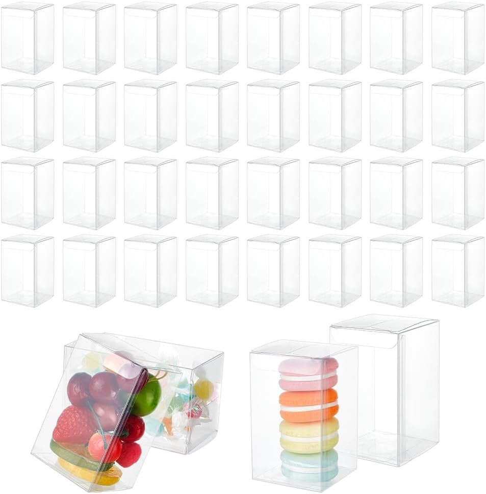 Saját Márkás 72 db 2.3x2.3x4inch Átlátszó Parti Vendégajándék Doboz Egyedi Logóval Fóliával Bevont Esküvői Dekoráció Csokoládé Cukorka Keksz Valentin-nap Csomagoláshoz Gyártótól