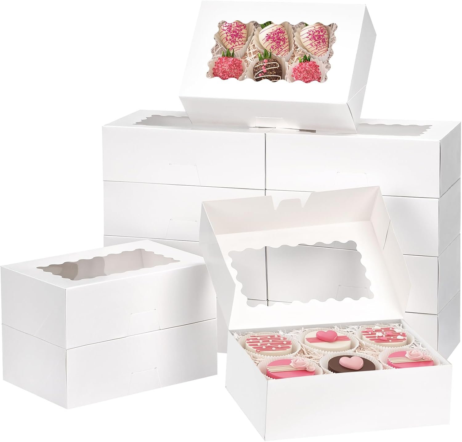 Saját Márkás Ablakos Fehér Süteménydoboz Egyedi Logóval 28 db 23x15x8 cm Desszert Tartó Sütemények Csokoládé Eper Húsvéti Édesség Muffin Donut Beszállító