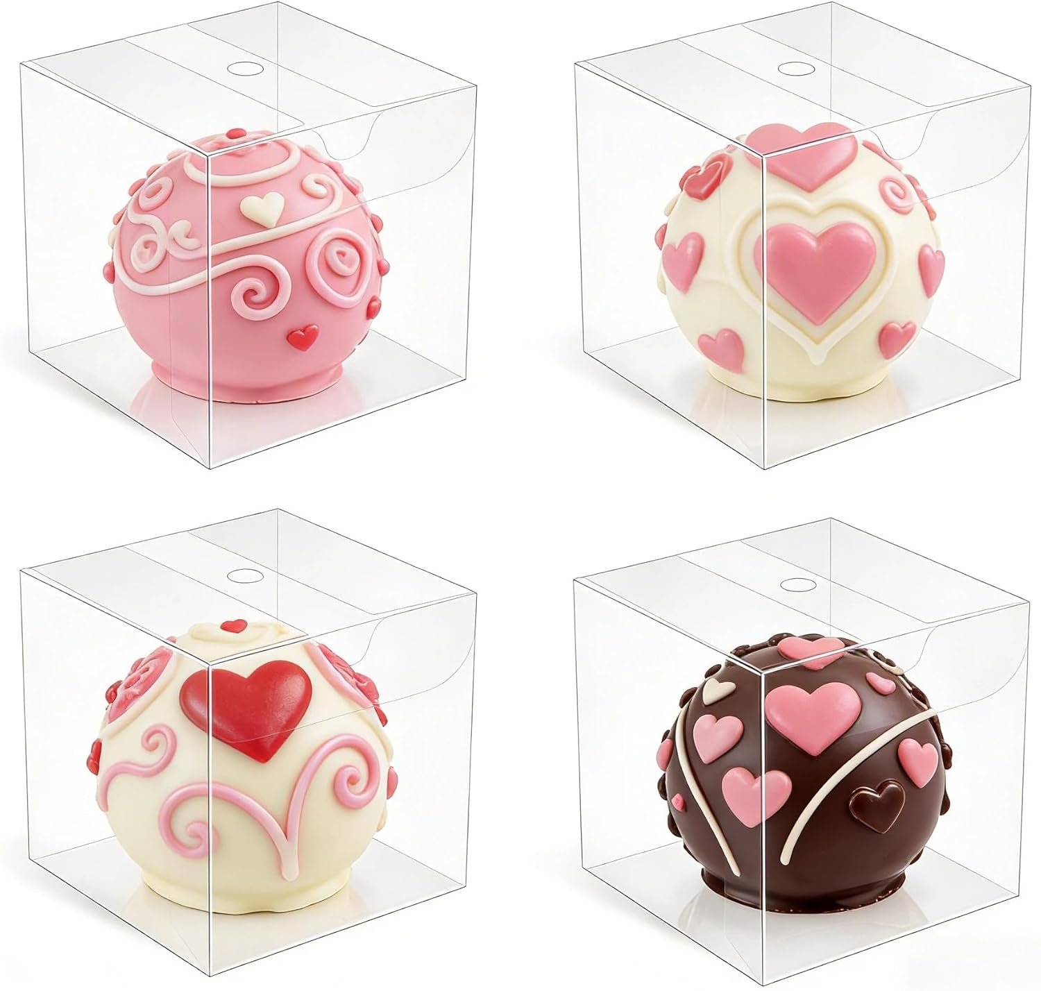Saját Márkás Átlátszó Favor Dobozok 50 db 3x3x3 Inch Csokoládé Bomba Cupcake Macaron Ajándék Egyedi Logóval Születésnap Esküvő Party Gyártó