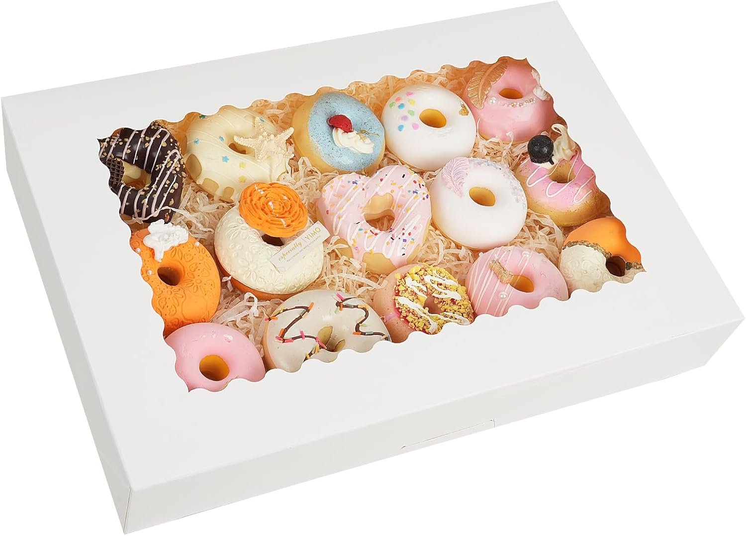 Saját Márkás Nagy Pékségi Dobozok Egyedi Logóval 40 db 41x28x6 cm Automatikus Pop-Up Ablakos Fánkokhoz Süteményekhez Pitákhoz Muffinokhoz Csokoládé Mázas Eprekhez Megbízható Gyártótól